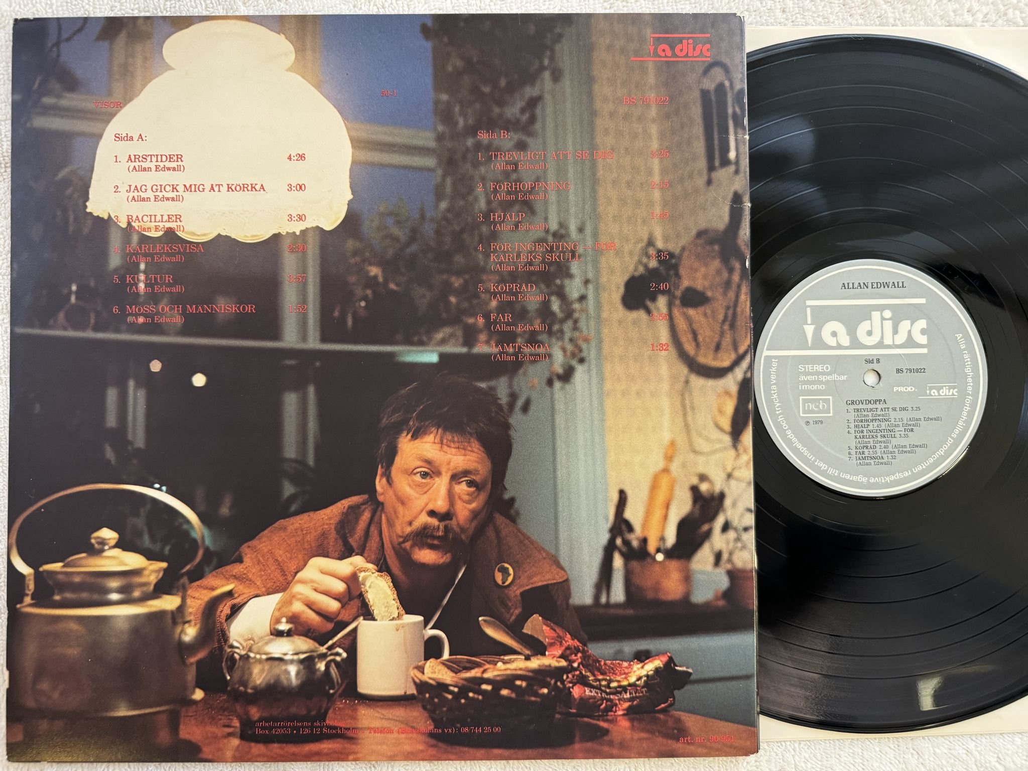Omslagsbild för skivan ALLAN EDWALL grovdoppa LP -79 Swe A DISC BS 791022 *** För kärlekens skull ***