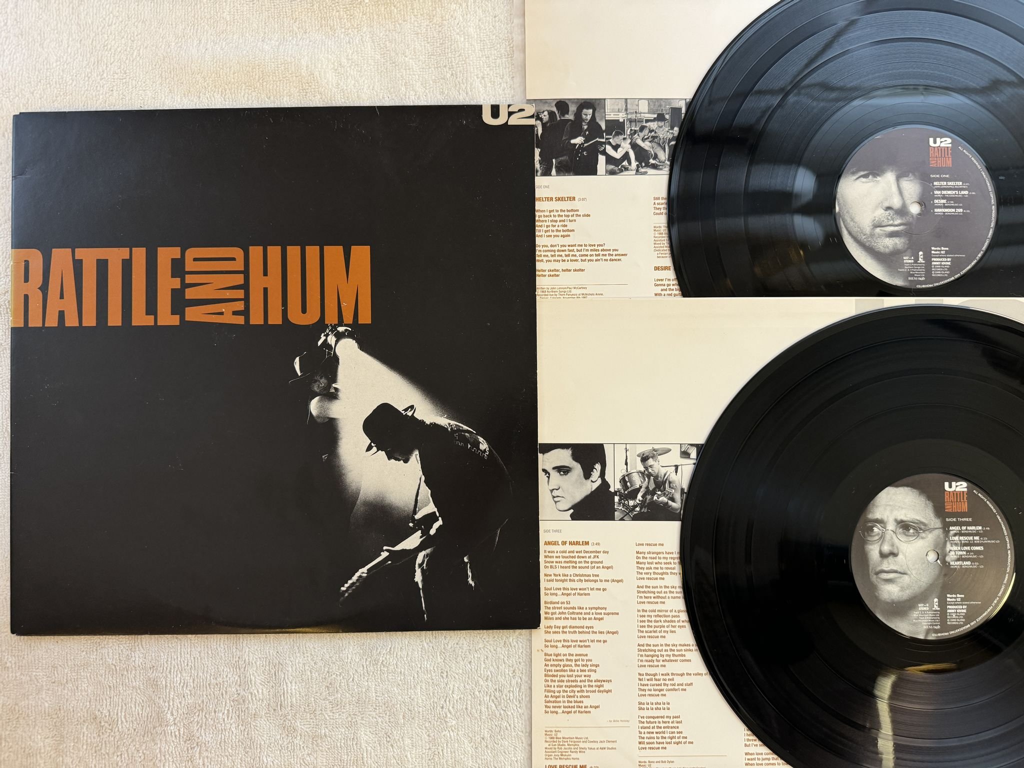 Omslagsbild för skivan U2 rattle and hum 2xLP -88 ncb ISLAND U27