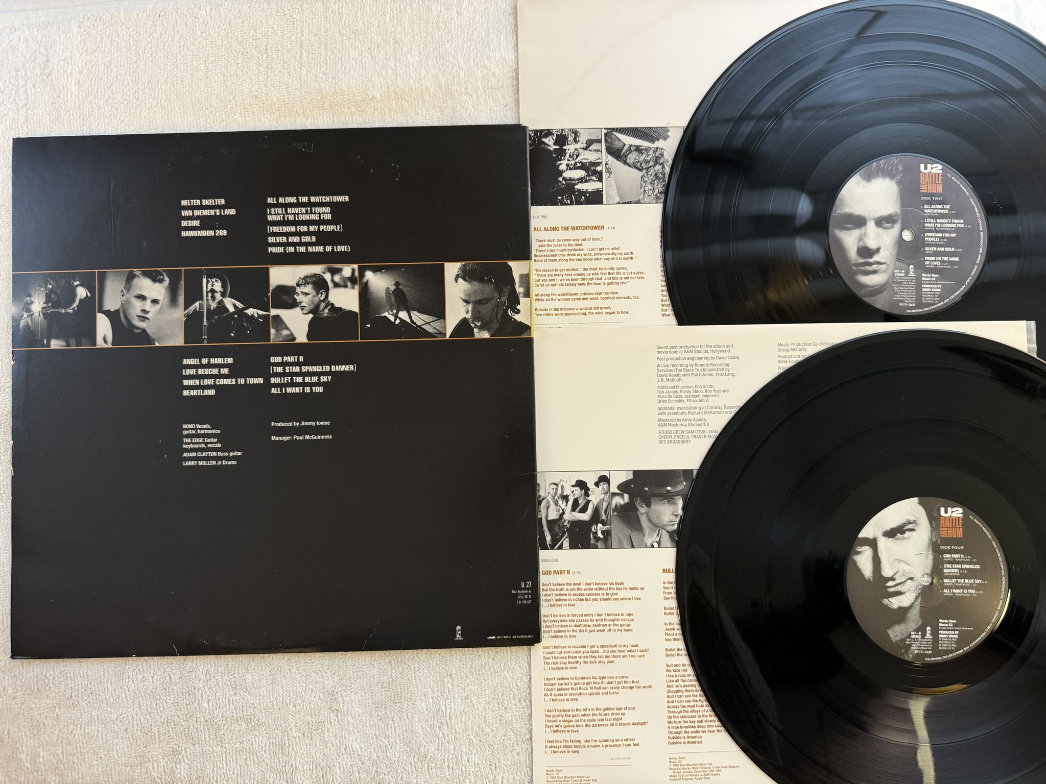 Omslagsbild för skivan U2 rattle and hum 2xLP -88 ncb ISLAND U27