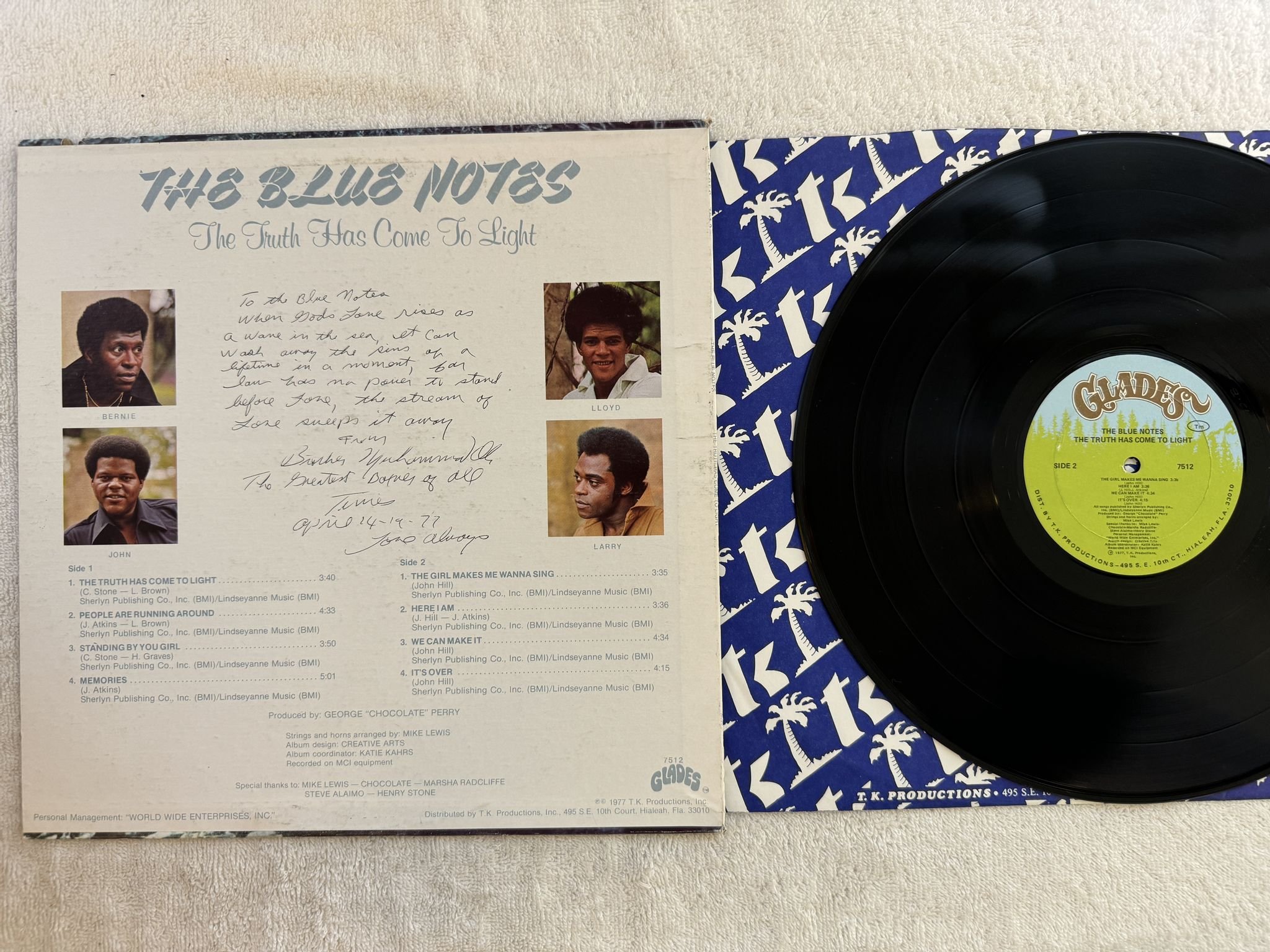 Omslagsbild för skivan THE BLUE NOTES the truth has come to light LP -77 US GLADES 7512