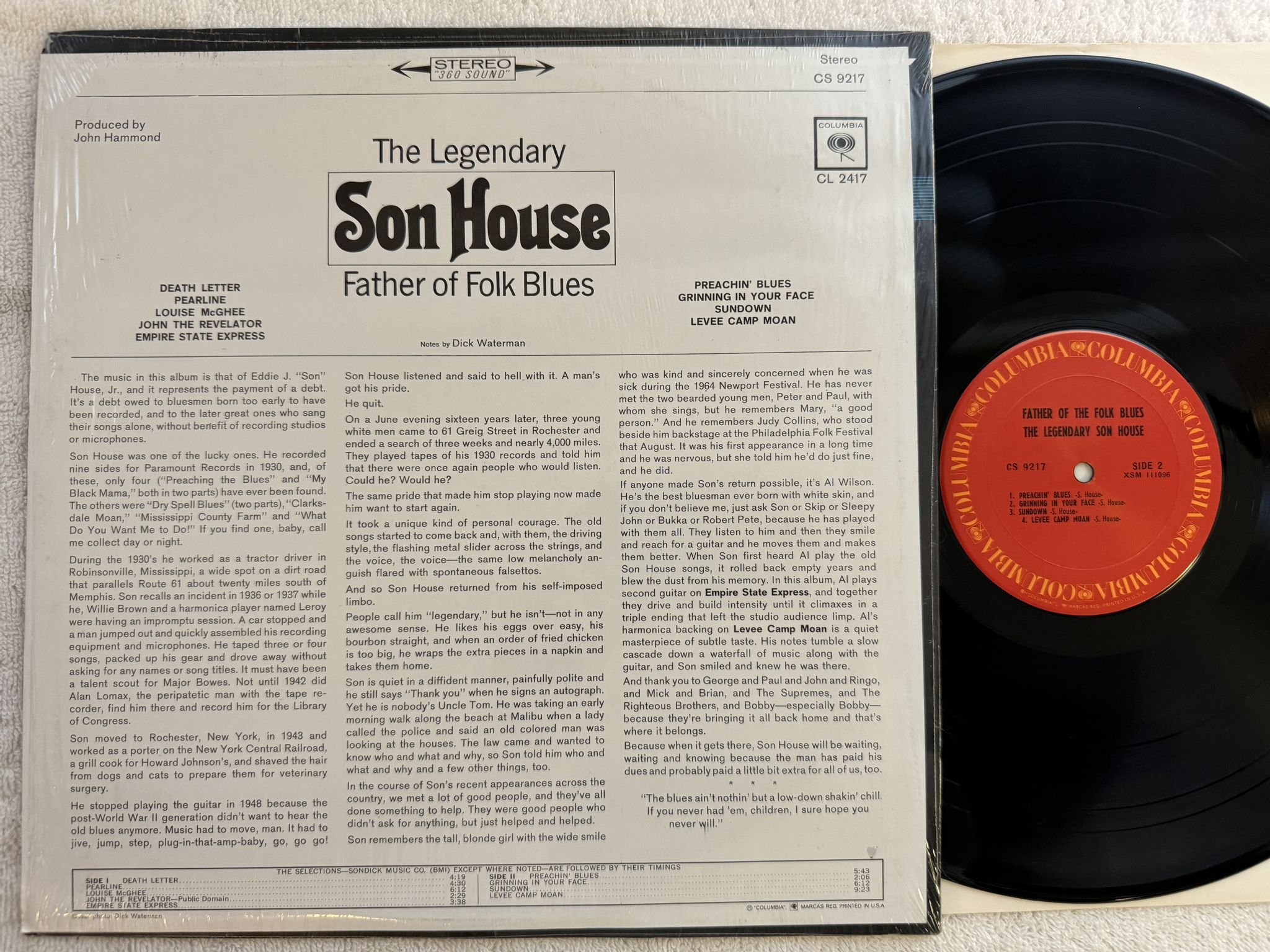 Omslagsbild för skivan SON HOUSE Father Of Folk Blues LP re US COLUMBIA CS 9217