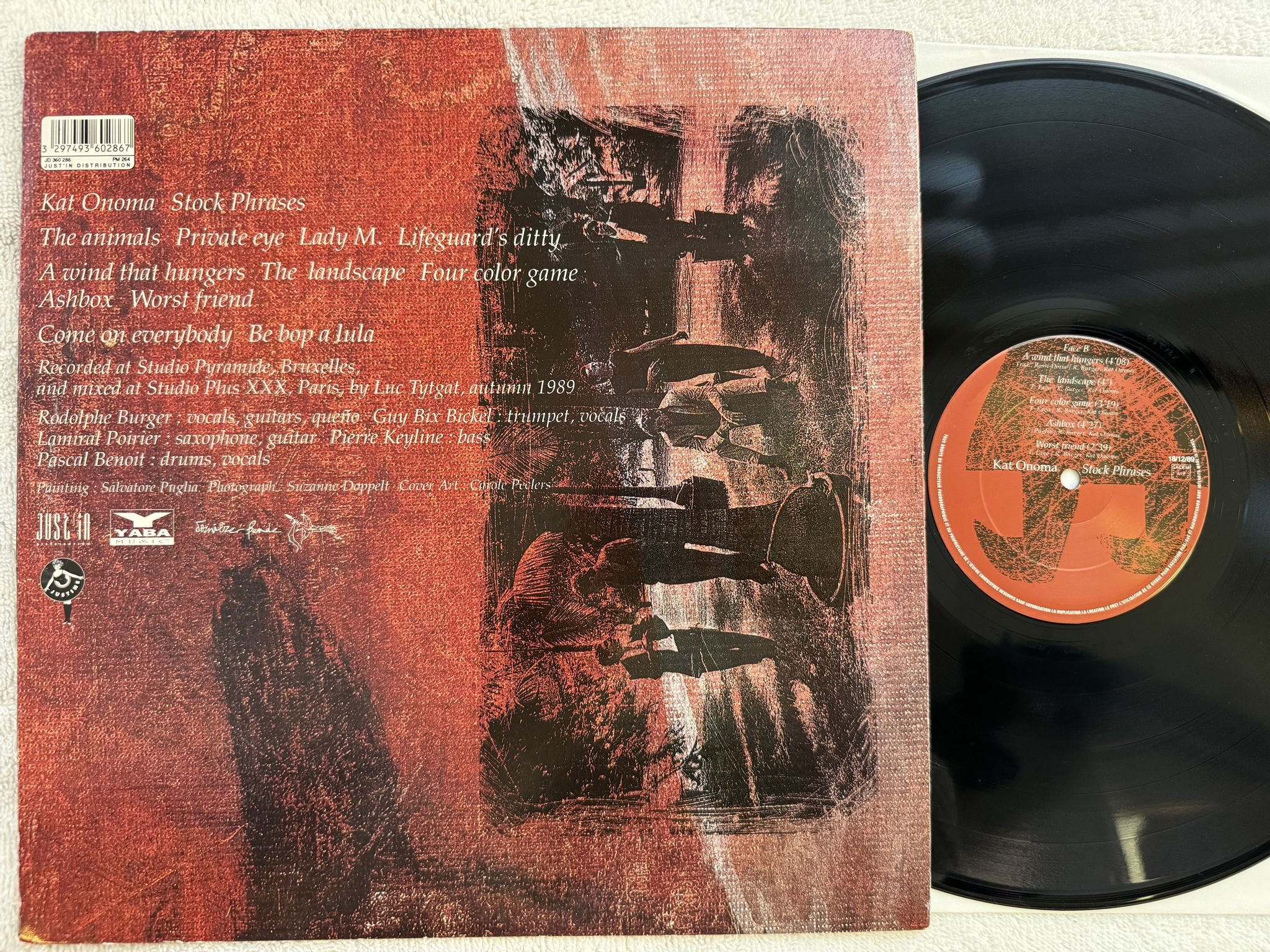 Omslagsbild för skivan KAT ONOMA Stock Phrases LP -89 Fra JUST'IN DISTRIBUTION JD 360286