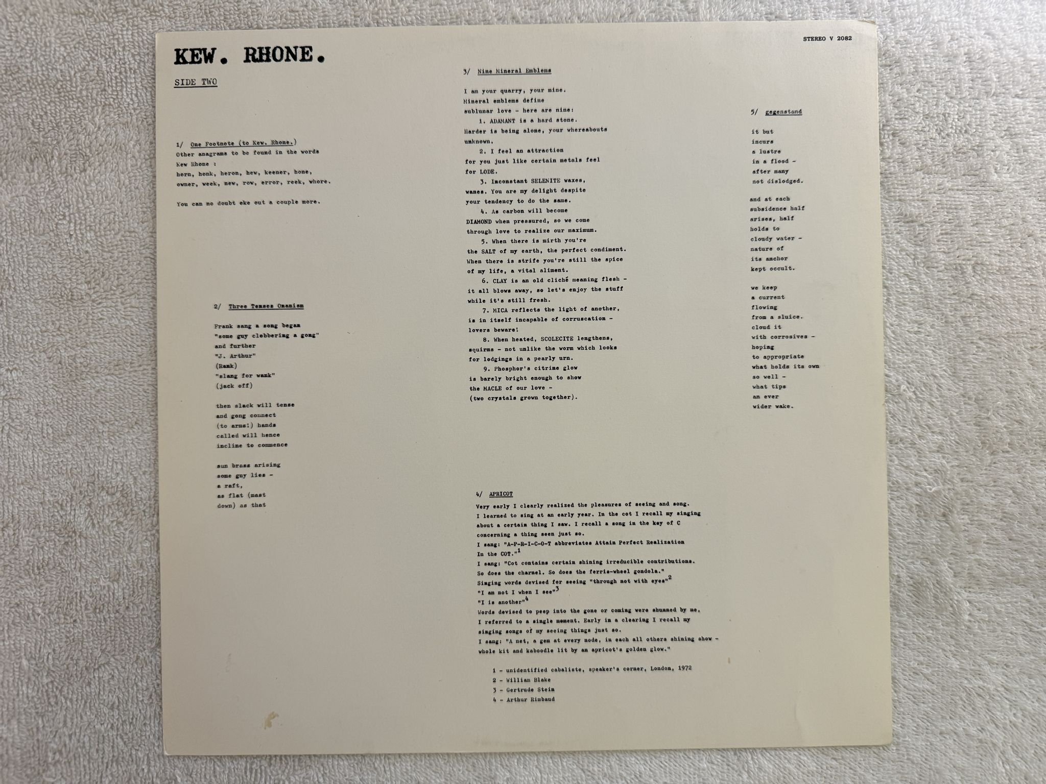 Omslagsbild för skivan JOHN GREAVES & PETER BLEGVAD kew rhone LP -77 UK VIRGIN V2082