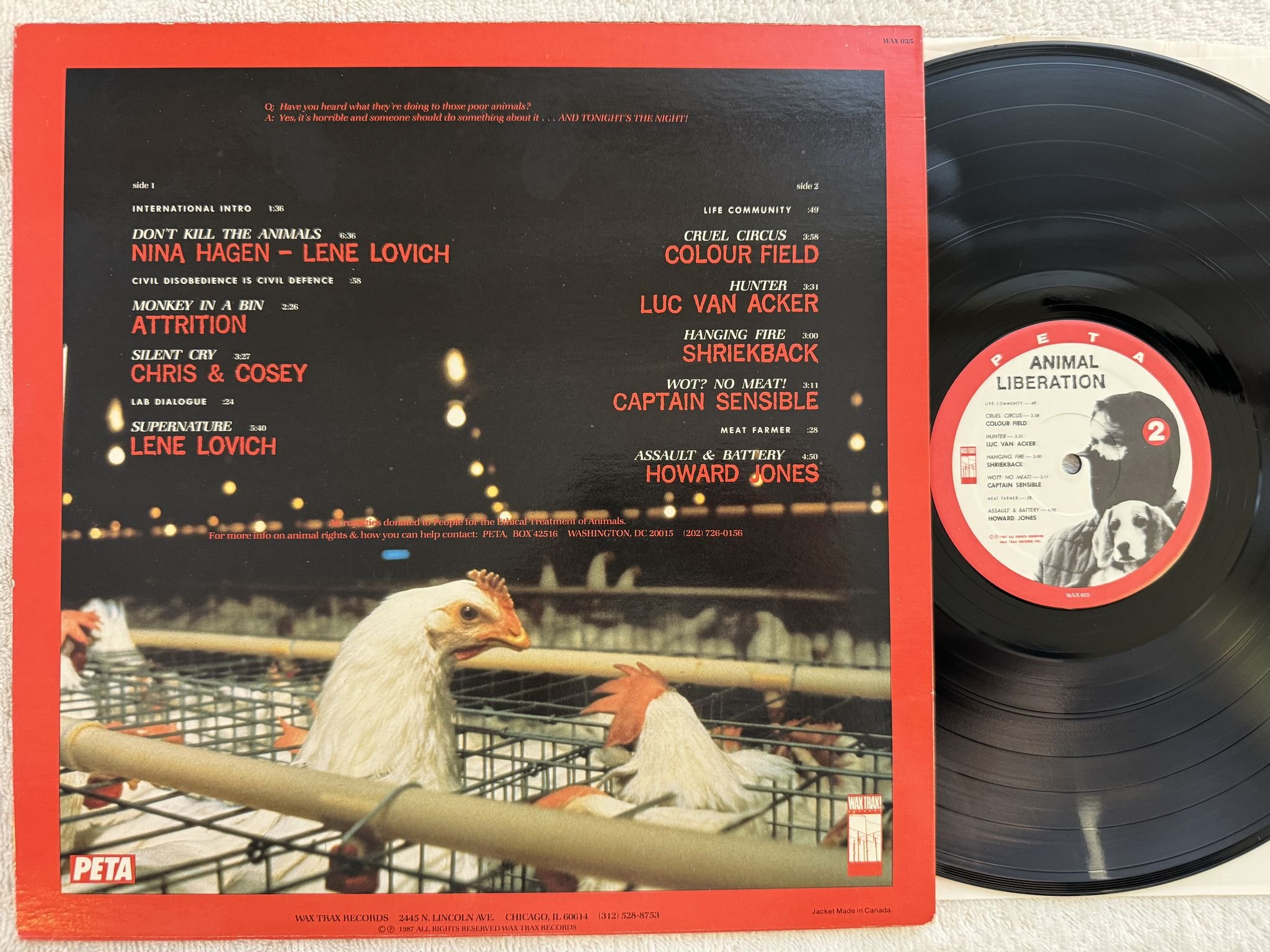 Omslagsbild för skivan V/A ANIMAL LIBERATION LP -87 US wax trax! WAX 025