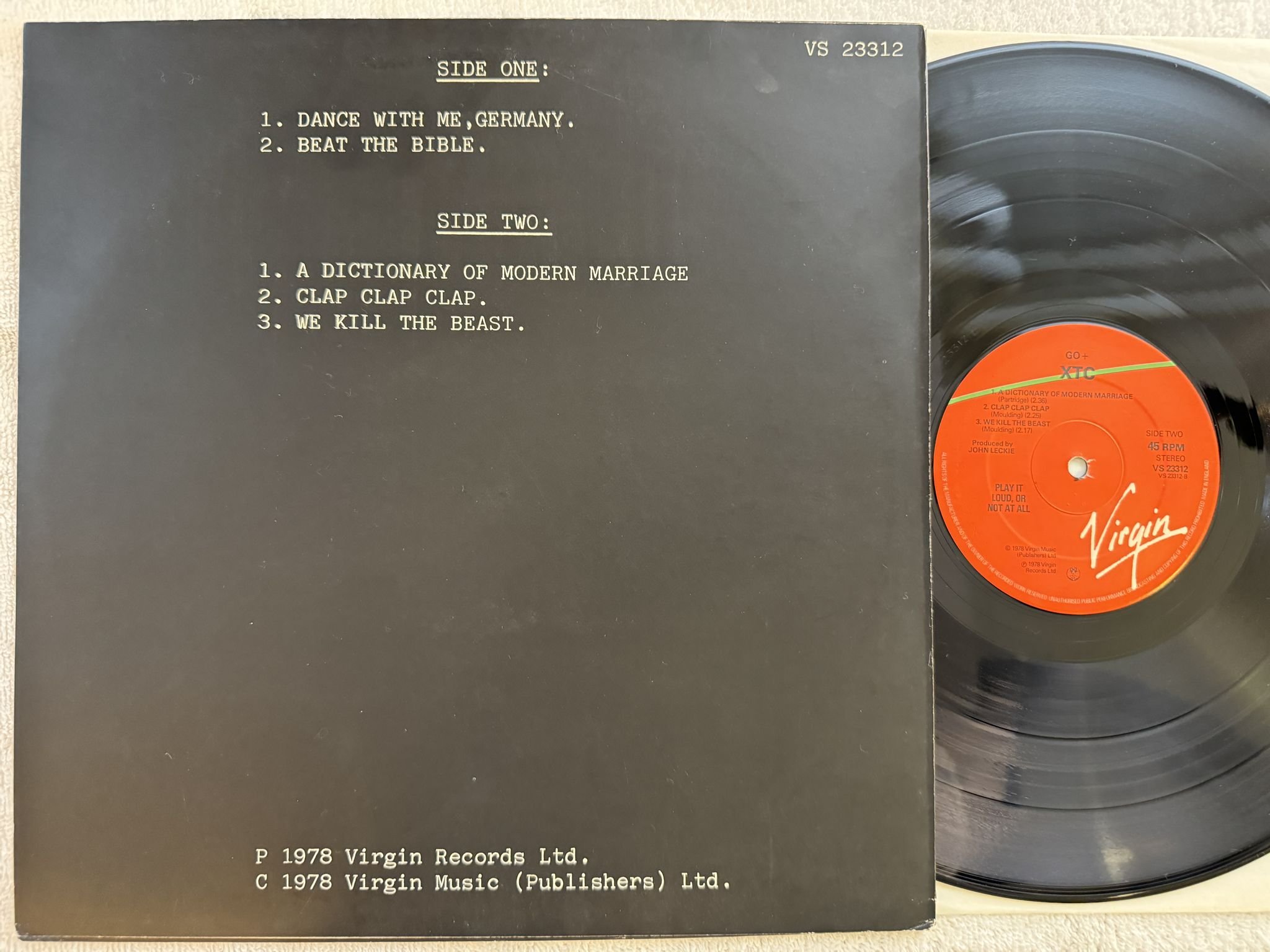 Omslagsbild för skivan XTC Go+ 12"Single -78 UK VIRGIN VS 23312