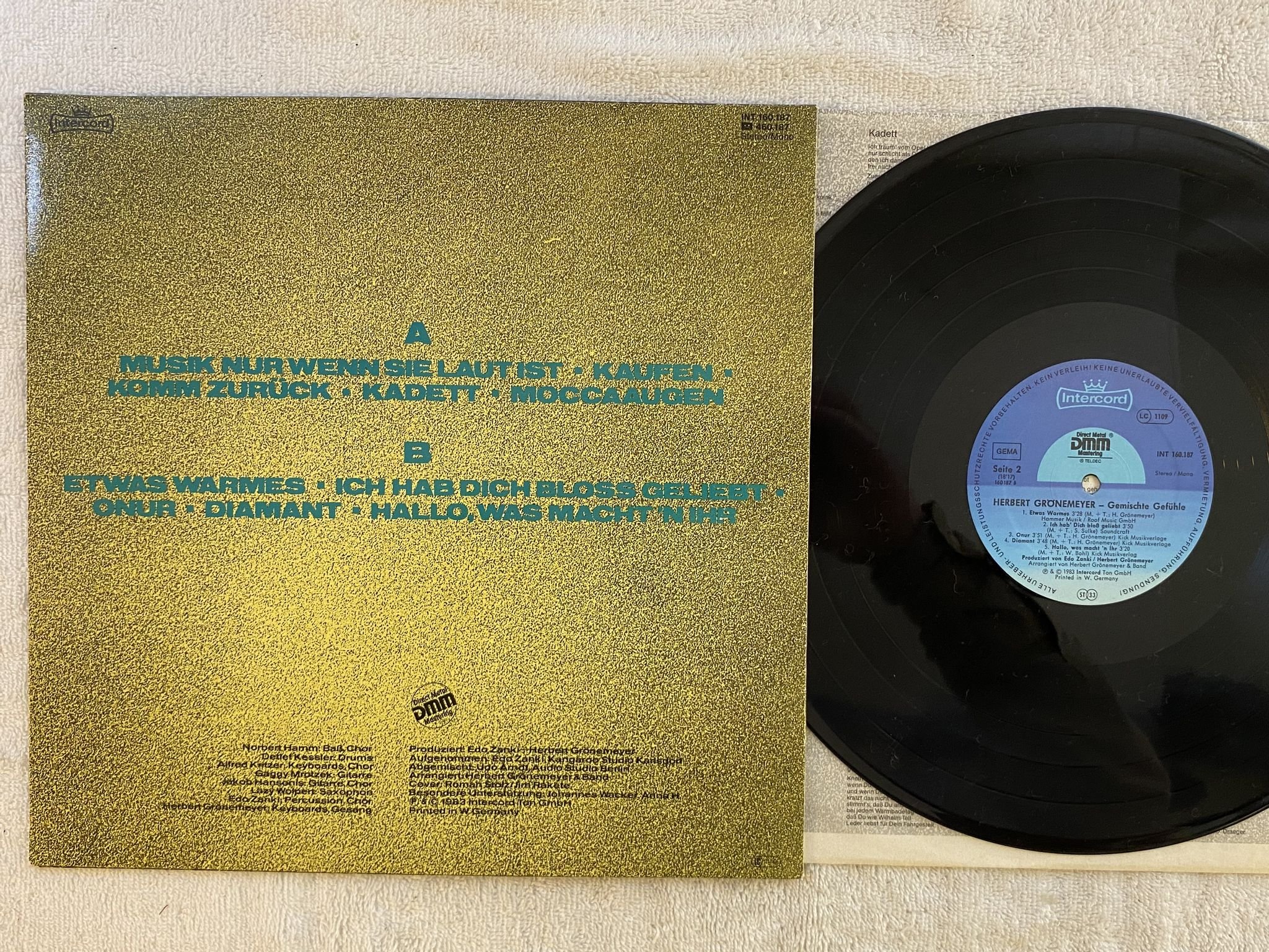 Omslagsbild för skivan HERBERT GRÖNEMEYER Gemischte Gefühle LP -83 Ger INTERCORD INT 160.187
