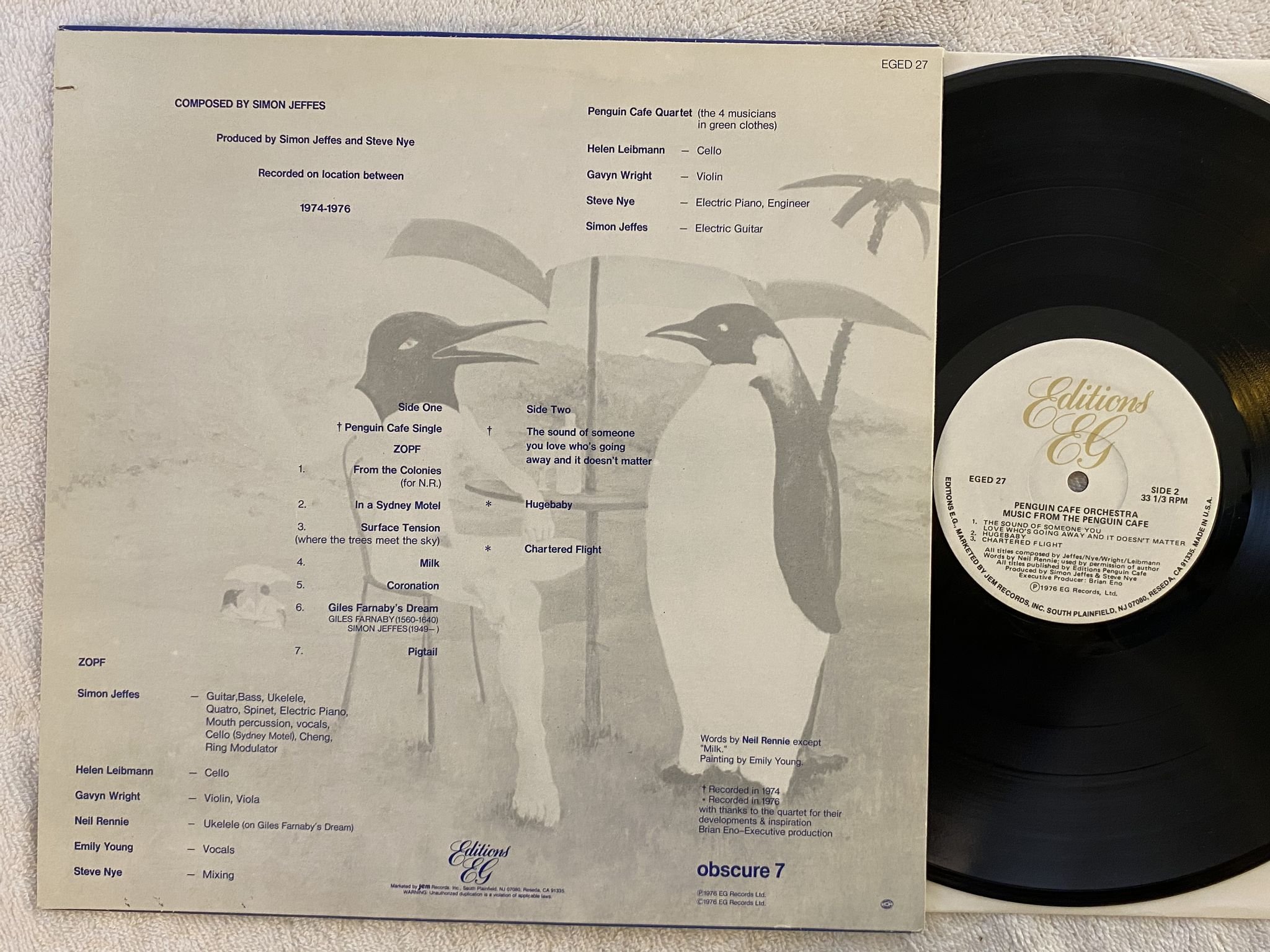 Omslagsbild för skivan PENGUIN CAFE ORCHESTRA music from the ... LP -76 US EDITIONS EG EGED 27
