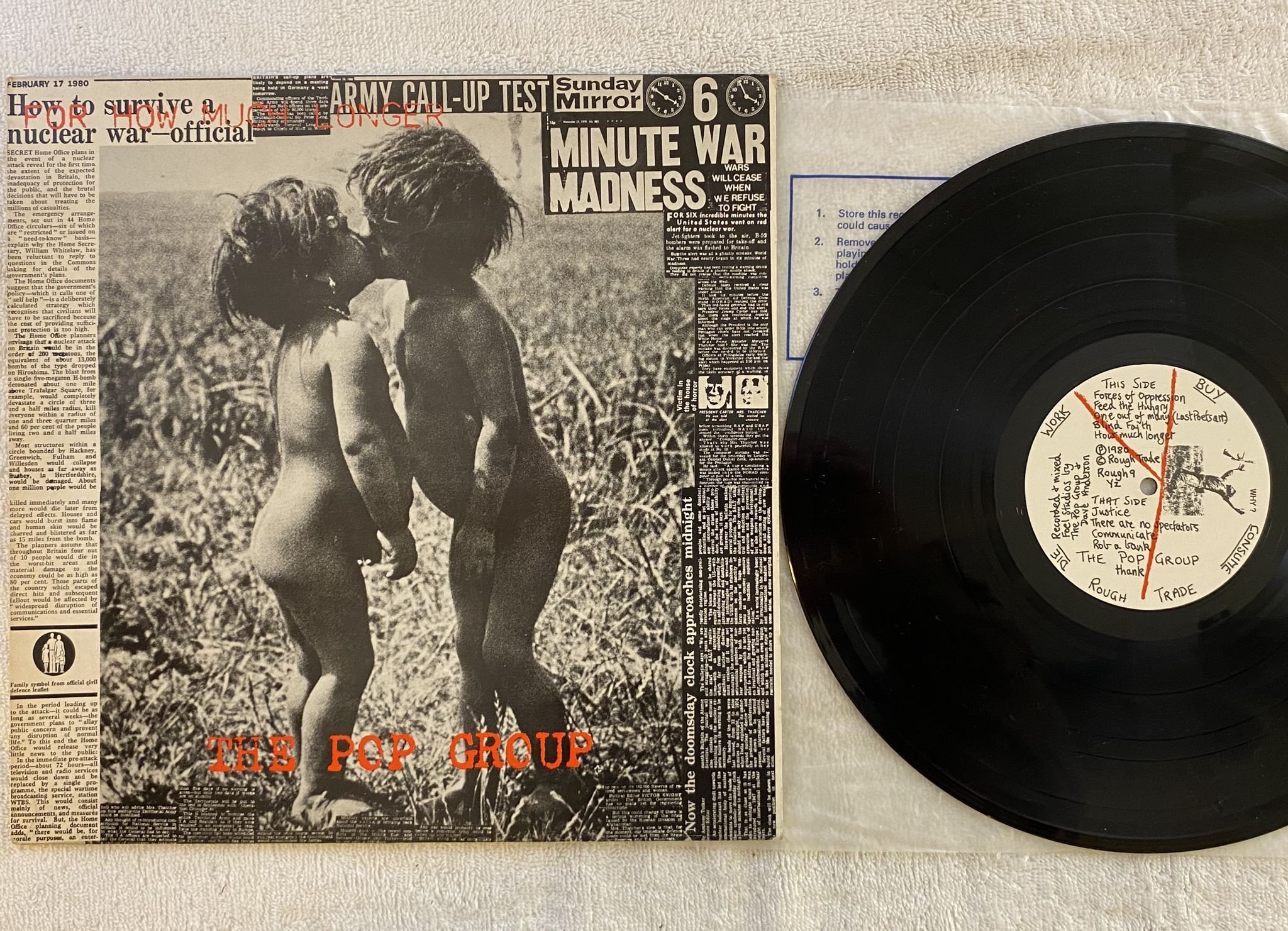 Omslagsbild för skivan THE POP GROUP For How Much Longer Do We Tolerate Mass Murder? LP -80 UK ROUGH 9