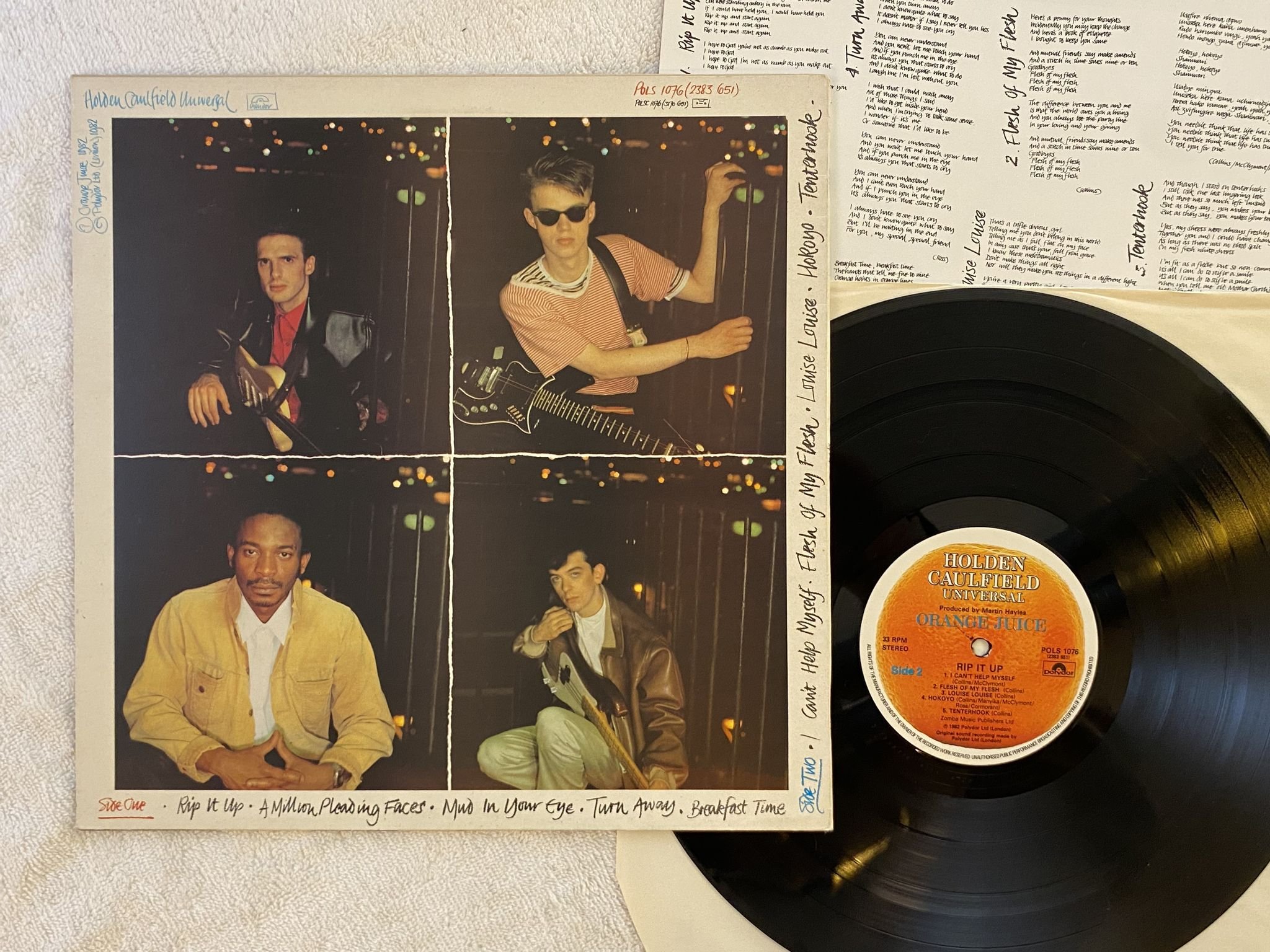 Omslagsbild för skivan ORANGE JUICE Rip It Up LP -82 UK POLYDOR POLS 1076 ** No Copyright Control **