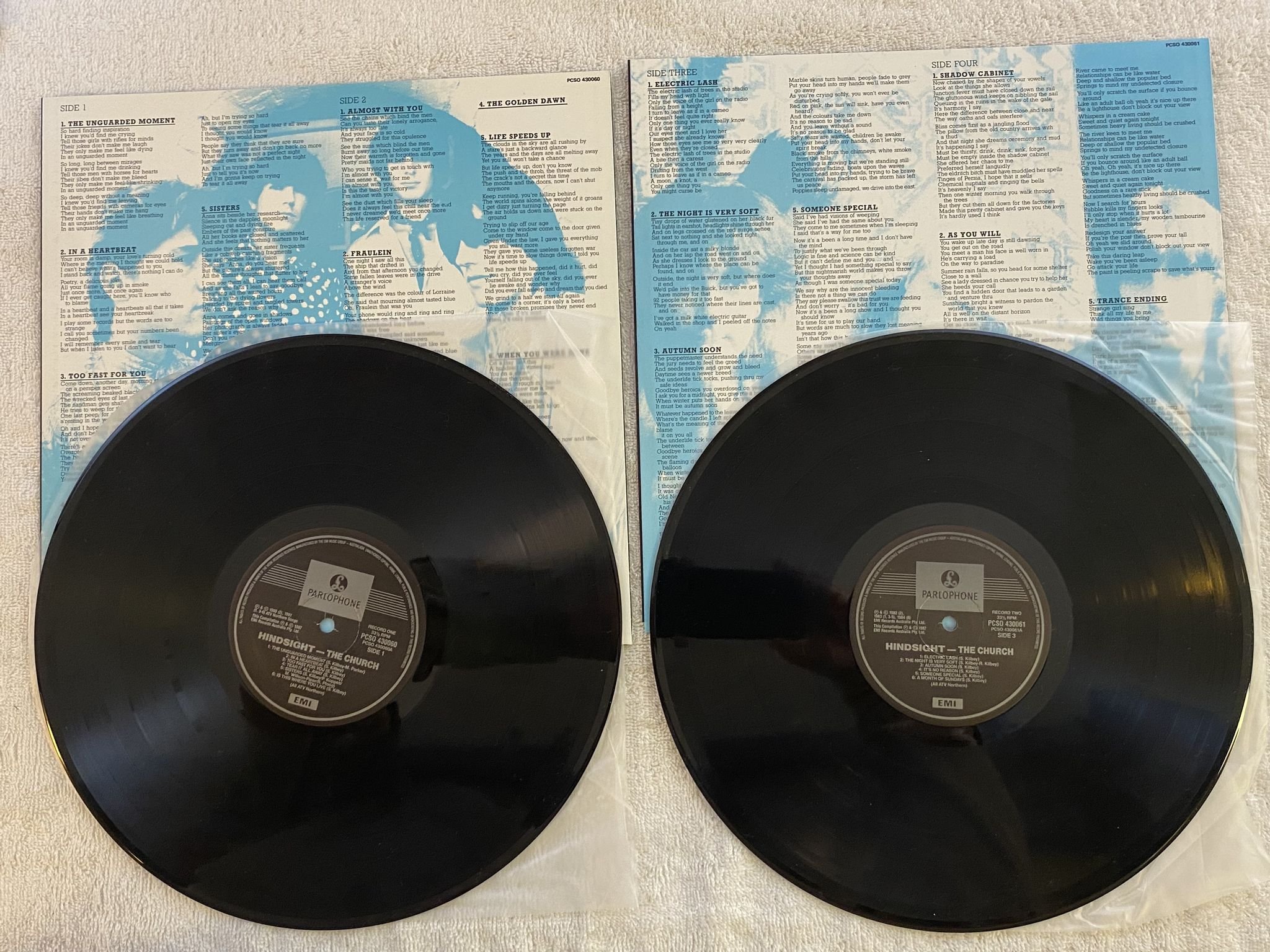 Omslagsbild för skivan THE CHURCH Hindsight 1980-1987 2xLP -87 Aussie PARLOPHONE PCSO 430060/1 * Rare