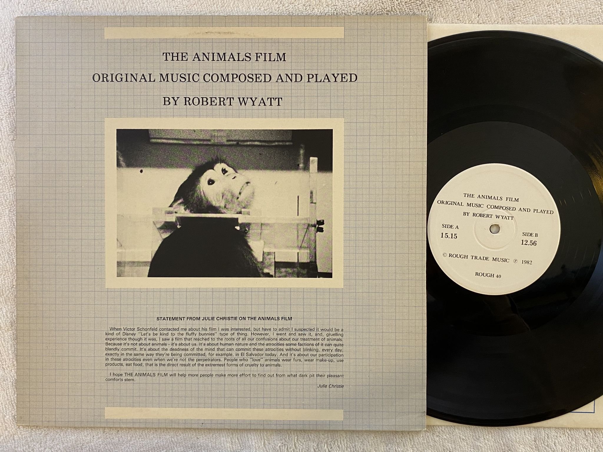 Omslagsbild för skivan ROBERT WYATT the animals film LP -82 UK ROUGH TRADE ROUGH 40