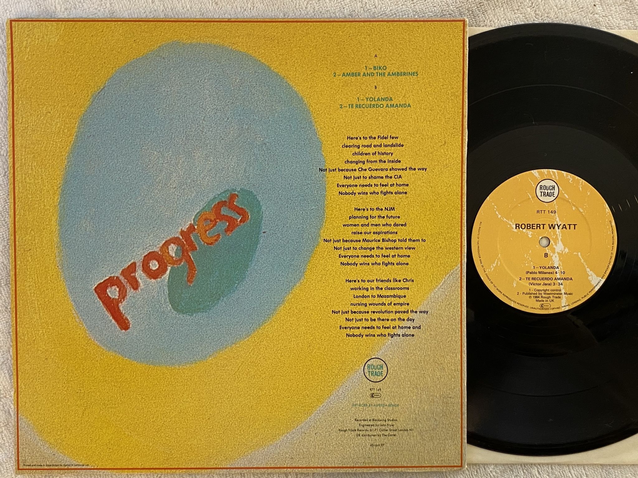Omslagsbild för skivan ROBERT WYATT Work In Progress 12"EP -82 UK ROUGH TRADE RTT 149