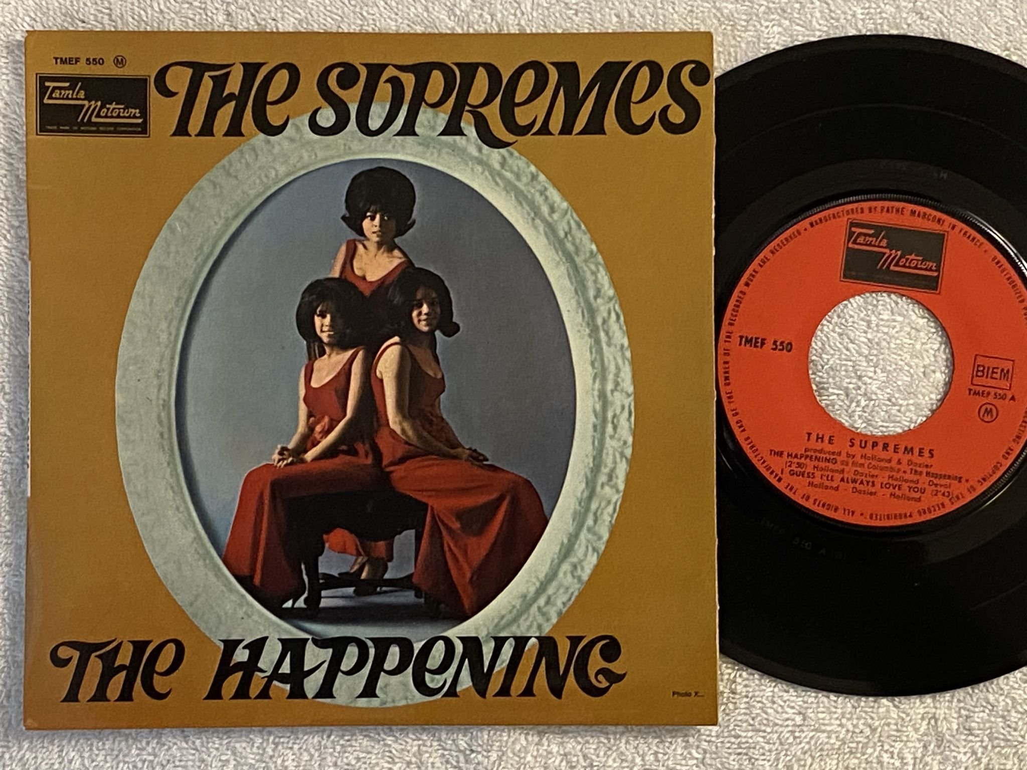 Omslagsbild för skivan THE SUPREMES the happening 7"ep -67 Fra TAMLA MOTOWN TMEF 550