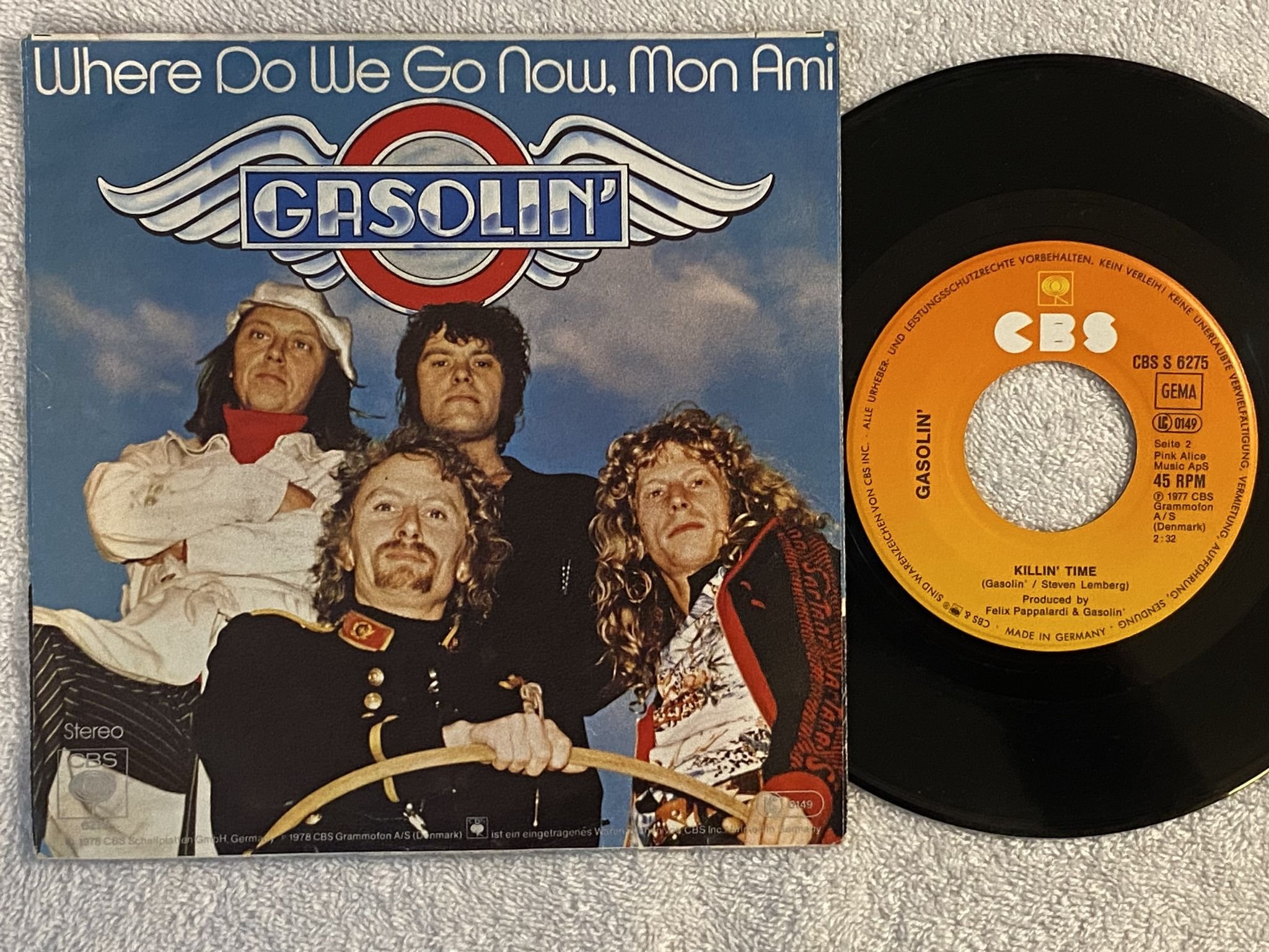 Omslagsbild för skivan GASOLIN' where do we go now, mon ami 7" -78 Ger CBS S 6275 *** RARE ***