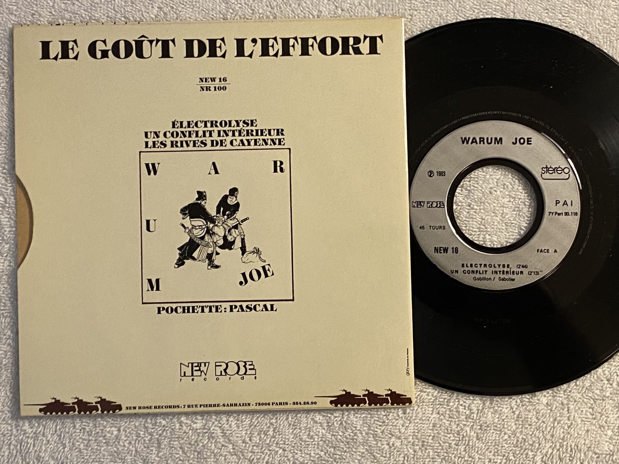 Omslagsbild för skivan WARUM JOE Le Goût De L'Effort 7" -83 Fra NEW ROSE NEW 16 *** NEW WAVE / PUNK ***