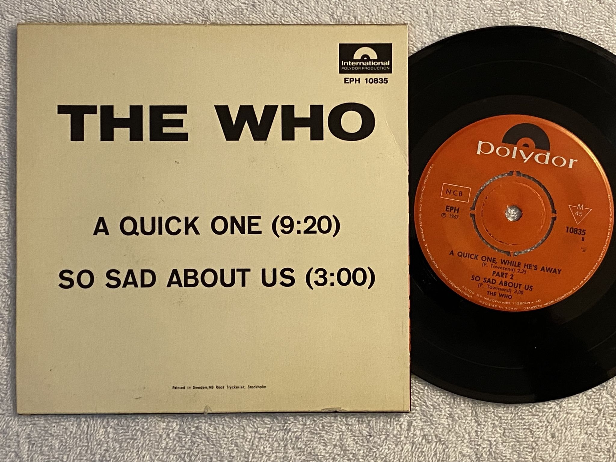 Omslagsbild för skivan THE WHO a quick one 7" -67 Swe POLYDOR EPH 10835
