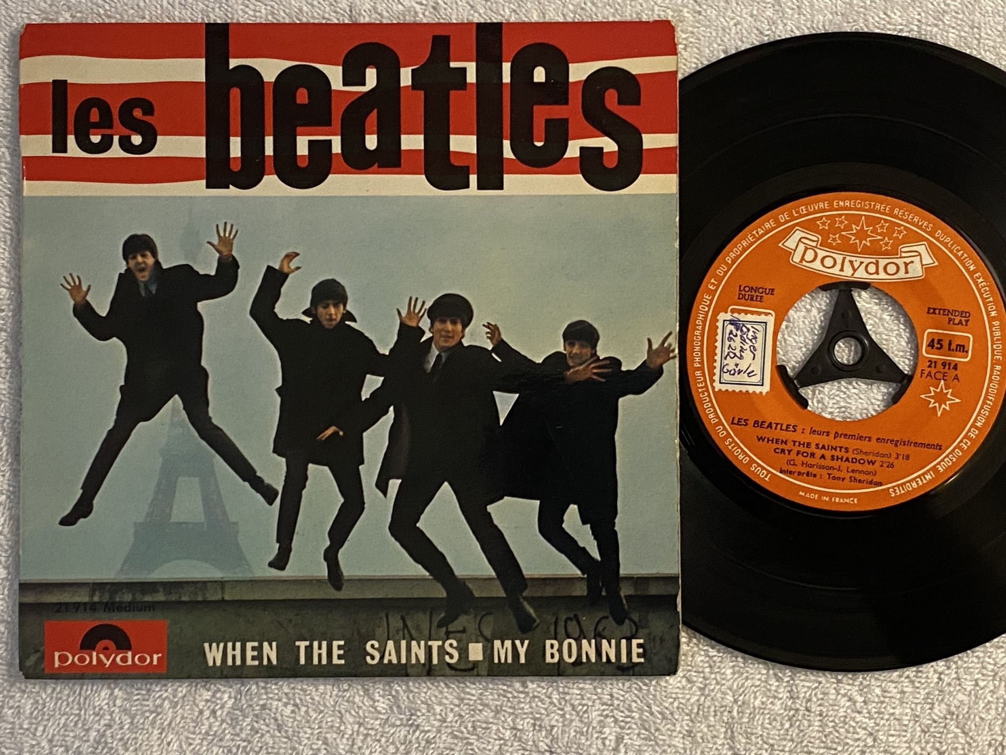 Omslagsbild för skivan LES BEATLES my Bonnie 7"ep -64 Fra POLYDOR 21 914