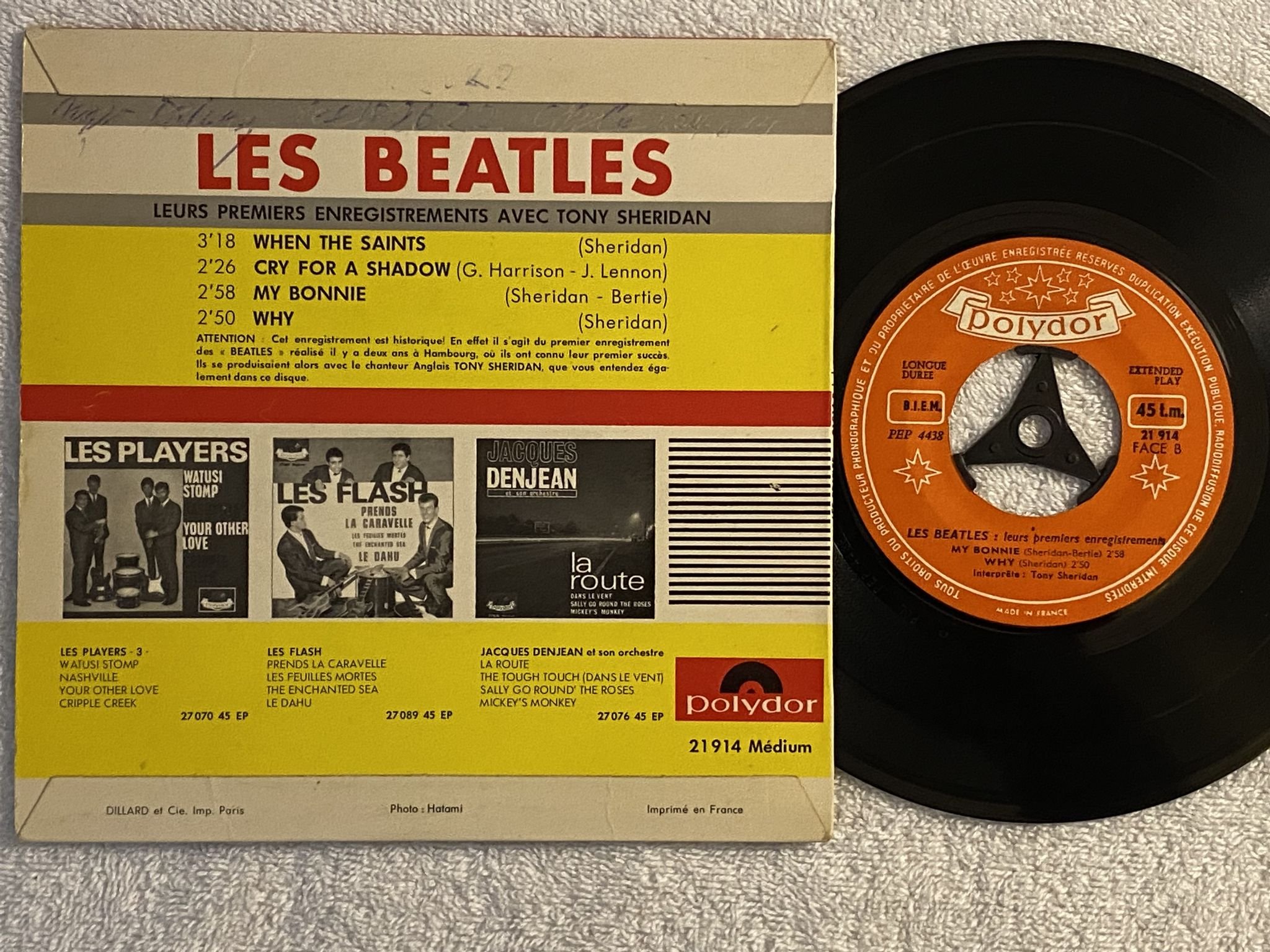 Omslagsbild för skivan LES BEATLES my Bonnie 7"ep -64 Fra POLYDOR 21 914