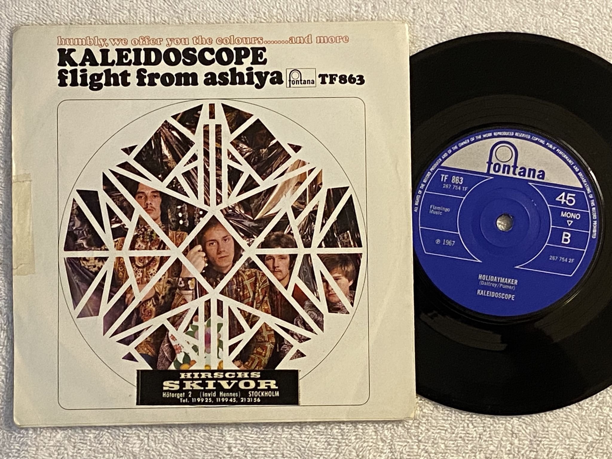 Omslagsbild för skivan KALEIDOSCOPE flight from ashiya 7" -67 UK FONTANA TF 863 *** RARE PSYCH 45 ***