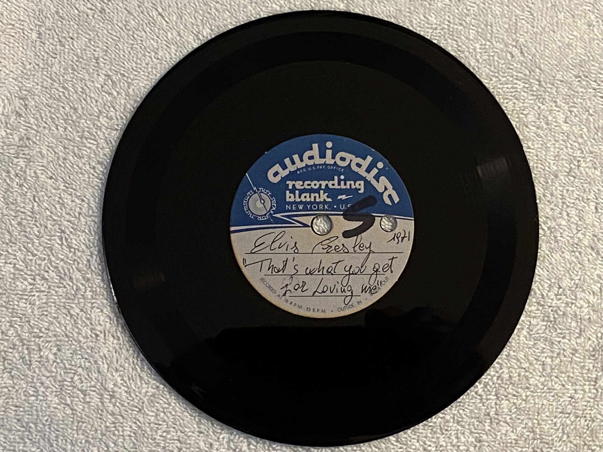 Omslagsbild för skivan ELVIS that's what you get for loving me 6.5" one sided acetate *** MEGA RARE ***