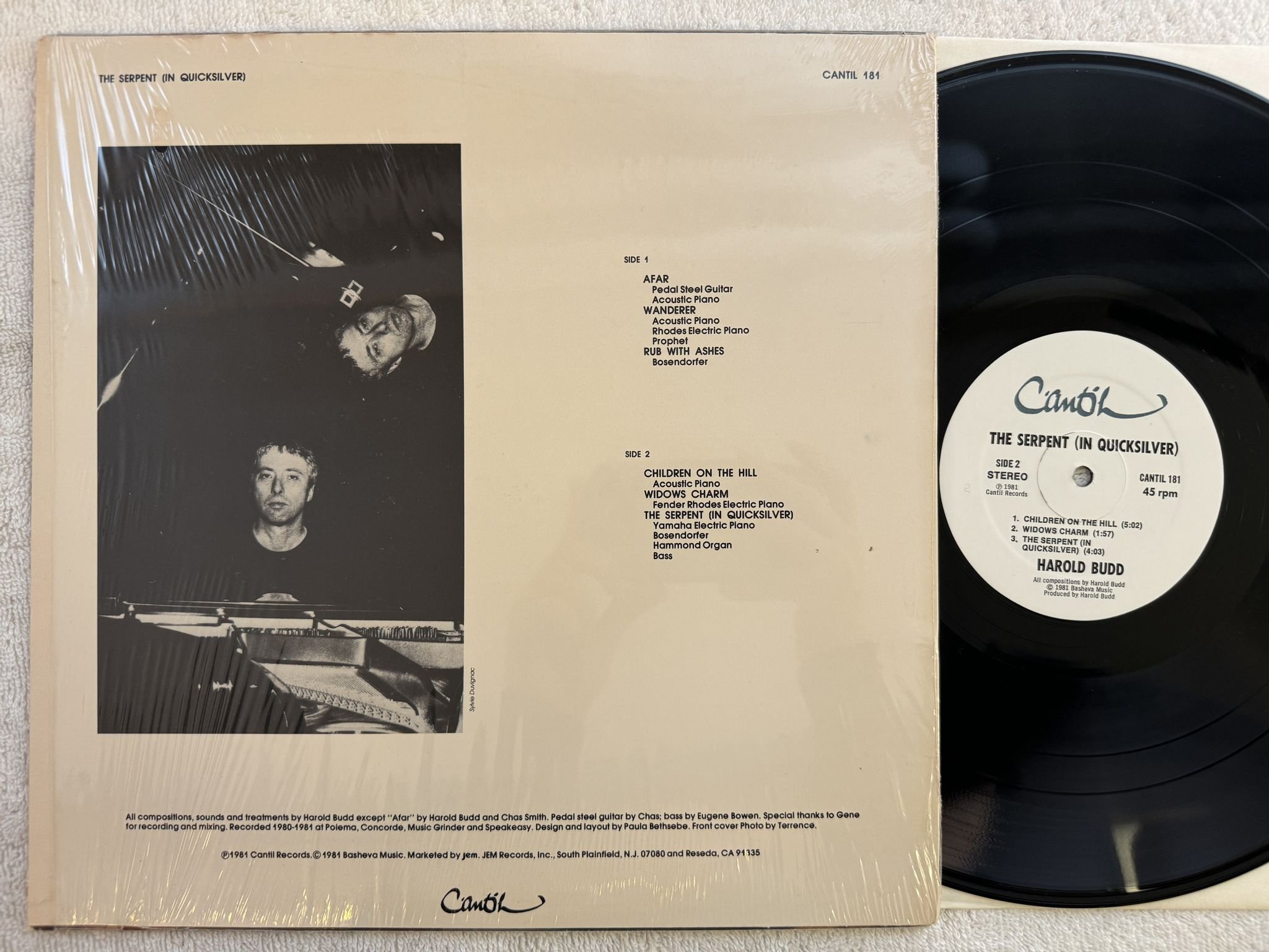 Omslagsbild för skivan HAROLD BUDD the serpent LP 45rpm -81 UK CANTIL 181 *** Rare Ambient ***