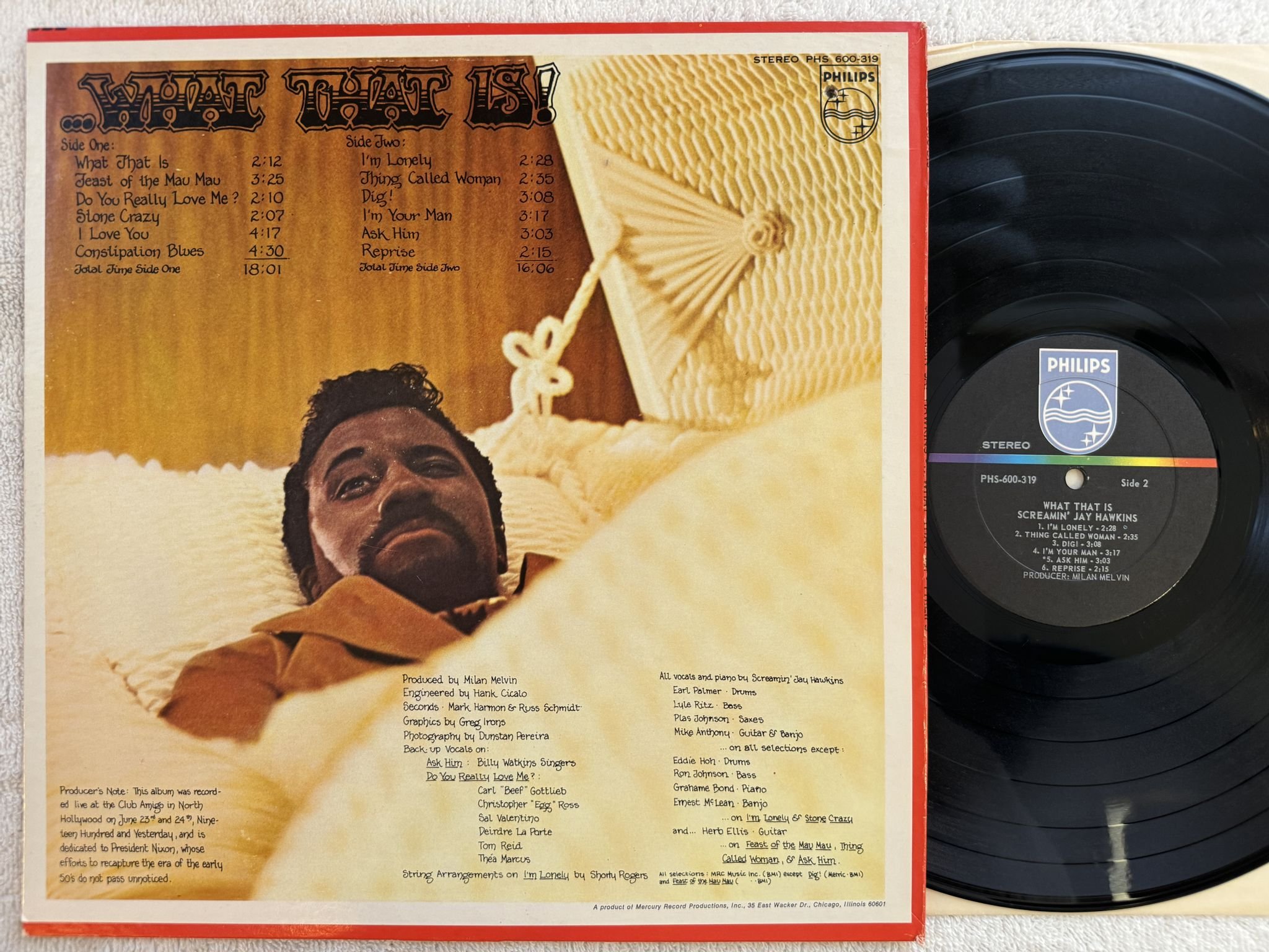 Omslagsbild för skivan SCREAMIN' JAY HAWKINS what that is! LP -69 US PHILIPS PHS 600-319