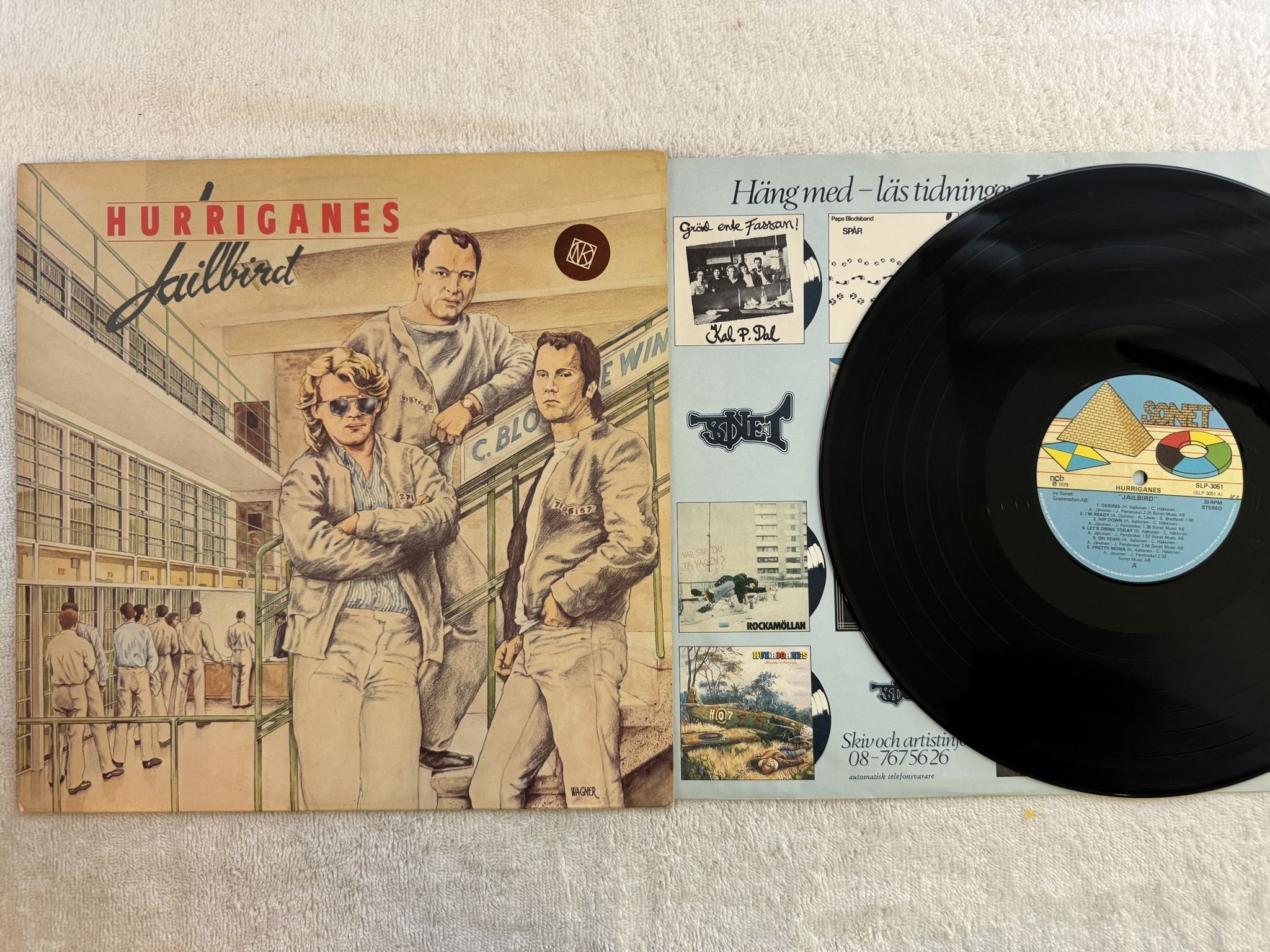 Omslagsbild för skivan HURRIGANES jailbird LP -79 ncb SONET SLP-3051