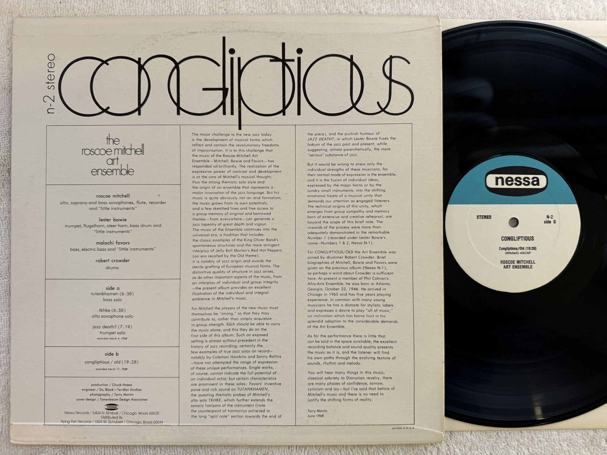 Omslagsbild för skivan ROSCOE MITCHELL ART ENSEMBLE Congliptious LP US NESSA N-2 *** FREE JAZZ ***