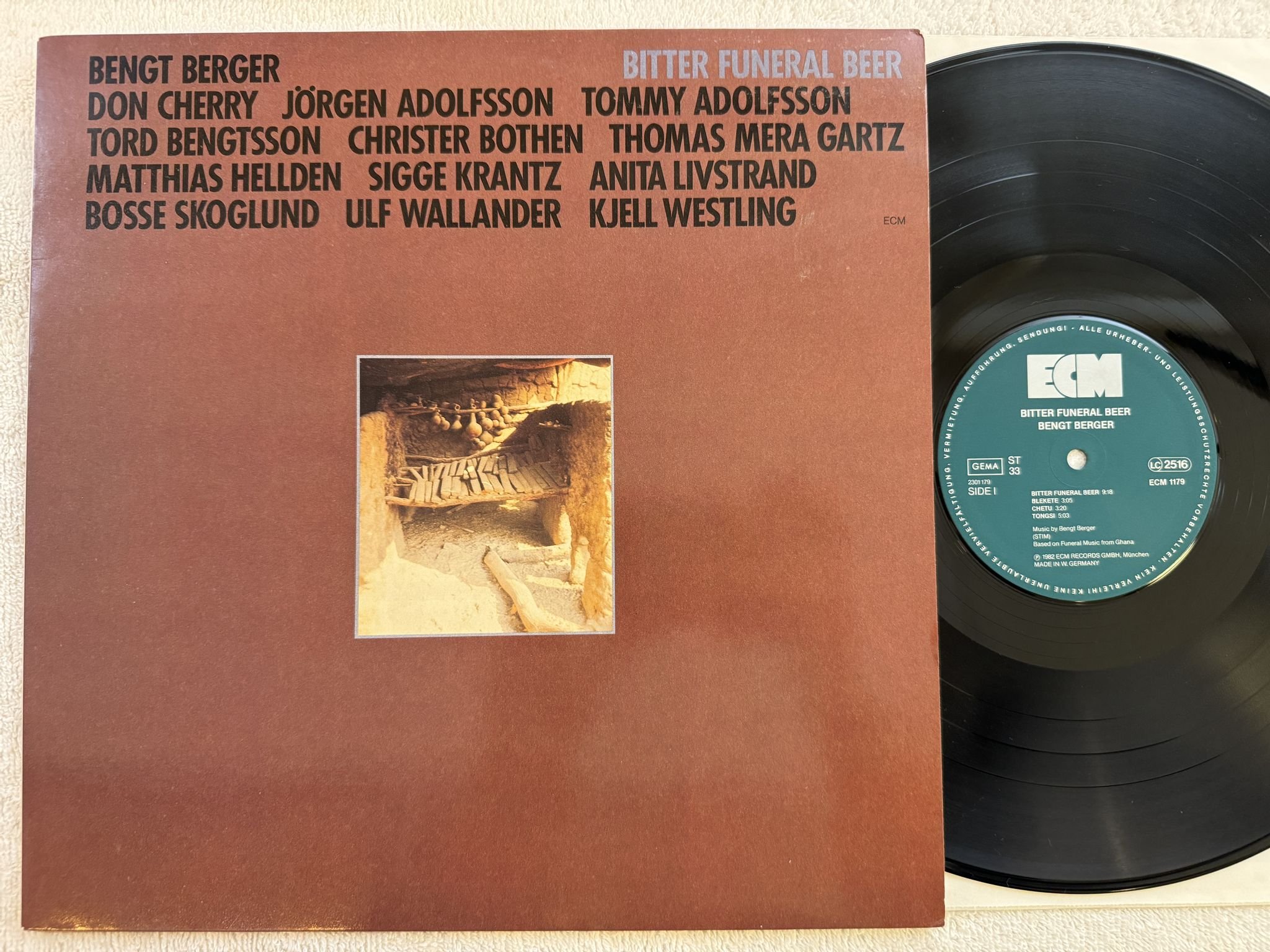 Omslagsbild för skivan BENGT BERGER Bitter Funeral Beer LP -82 Ger ECM 1179 *** RARE ***