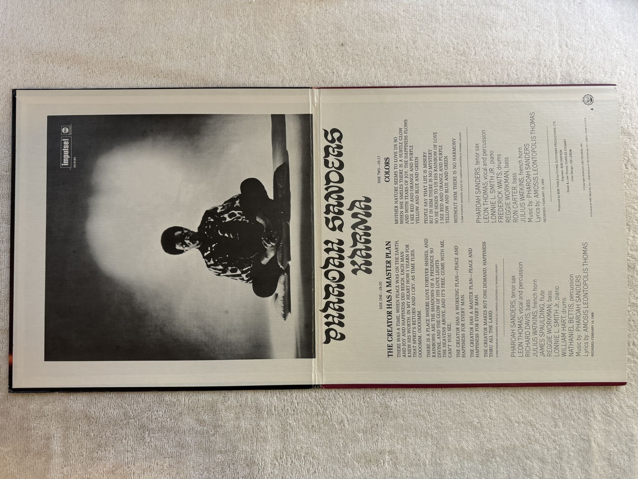 Omslagsbild för skivan PHAROAH SANDERS karma LP re MCA/IMPULSE MCA 29057 *** AMAZING ***
