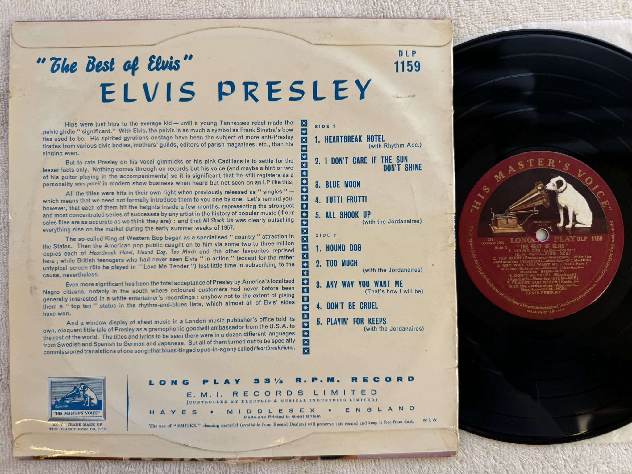 Omslagsbild för skivan ELVIS PRESLEY the best of Elvis 10"LP -57 UK HIS MASTER'S VOICE DLP 1159