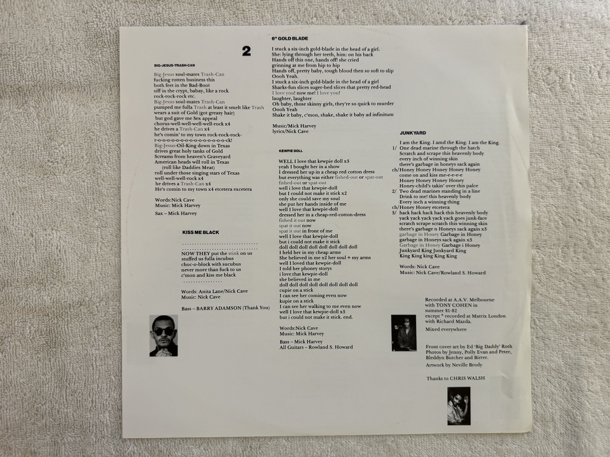 Omslagsbild för skivan THE BIRTHDAY PARTY Junk Yard LP -82 Ger GeeBeeDee GBD 0040