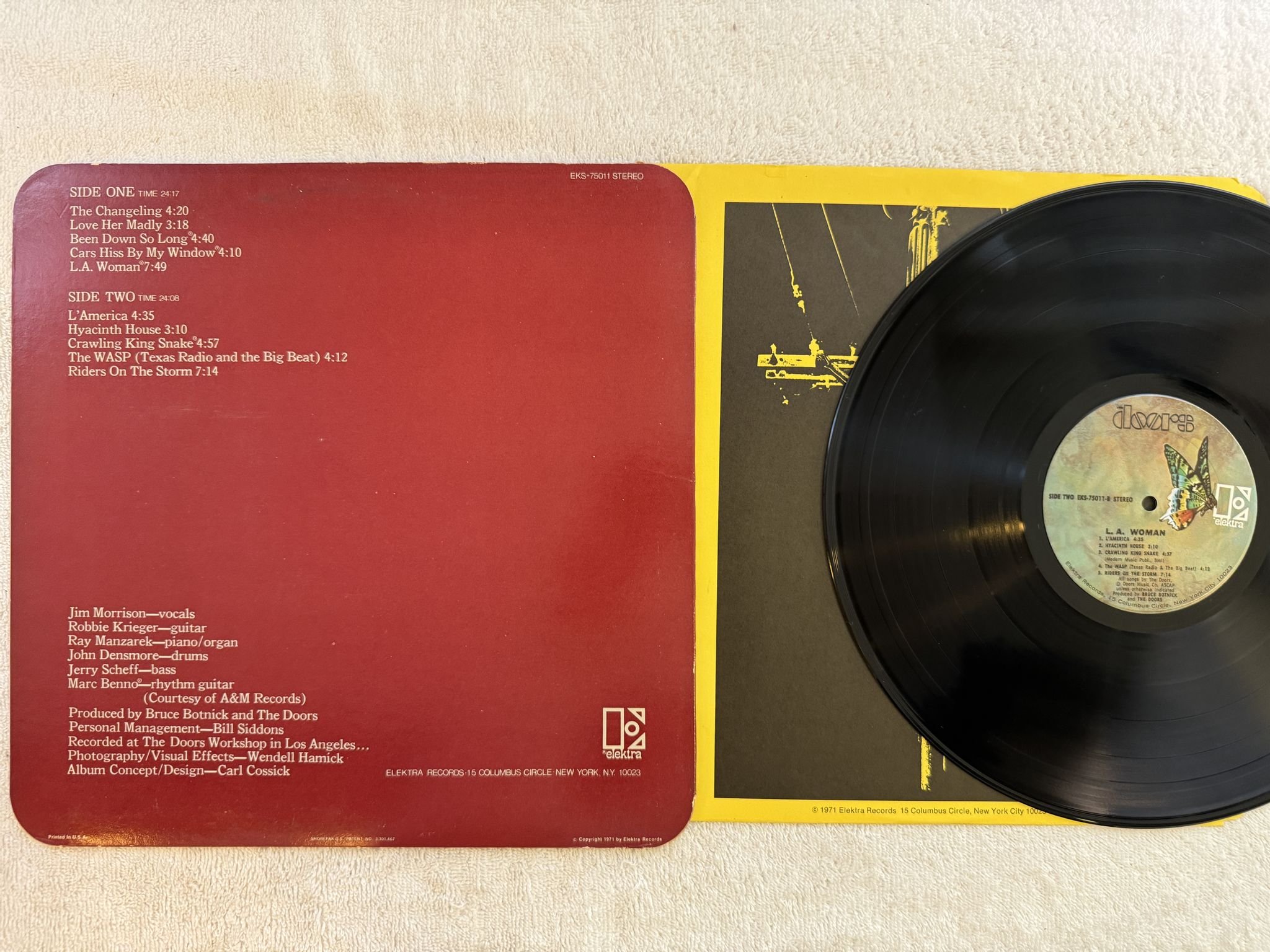 Omslagsbild för skivan THE DOORS L.A. Woman LP -71 US ELEKTRA EKS-75011