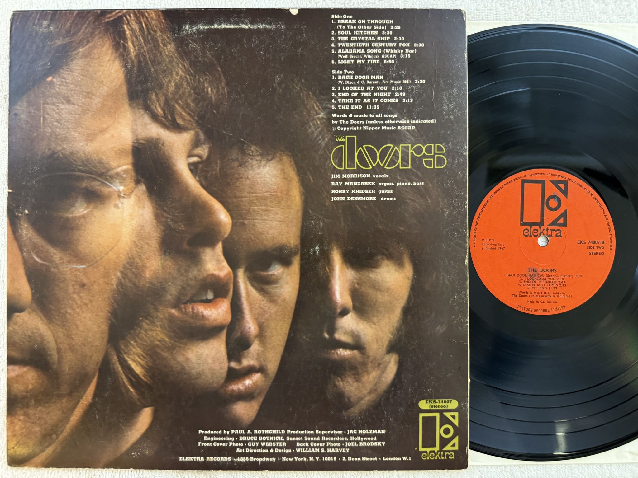 Omslagsbild för skivan THE DOORS s/t LP -67 UK ELEKTRA EKS 74007 *** Psych ***