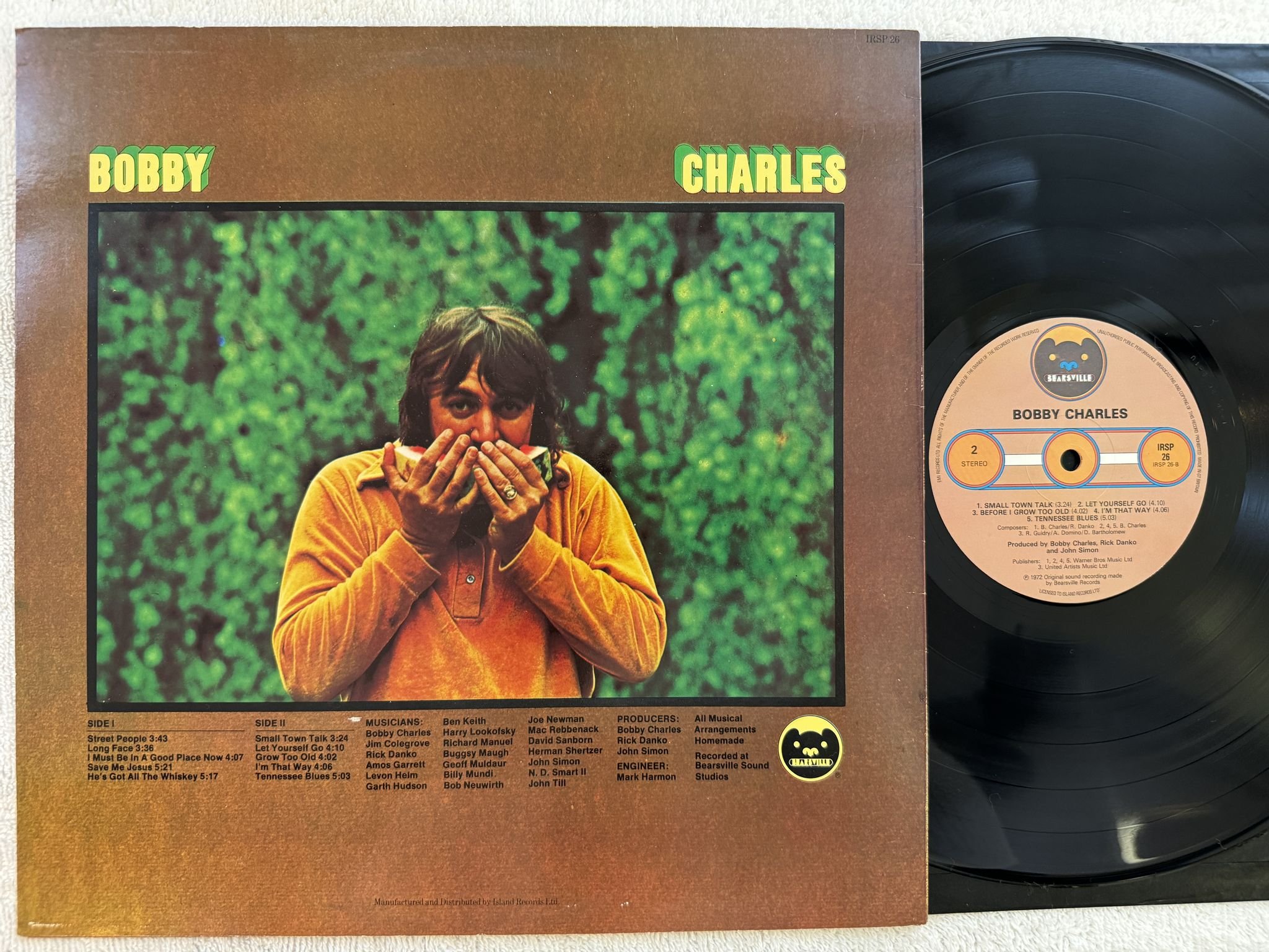 Omslagsbild för skivan BOBBY CHARLES s/t LP -82 BEARSVILLE IRSP 26