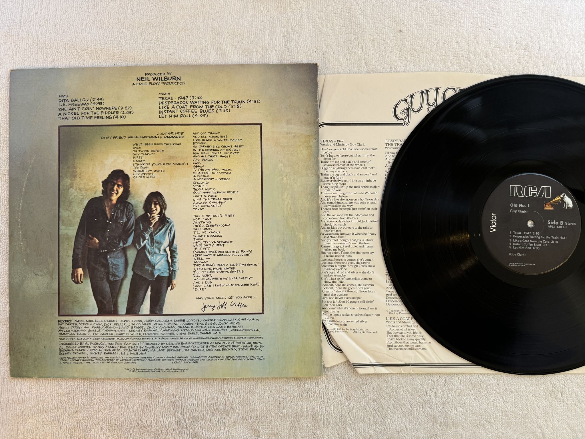 Omslagsbild för skivan GUY CLARK old No 1 LP -75 US RCA APL1-1303