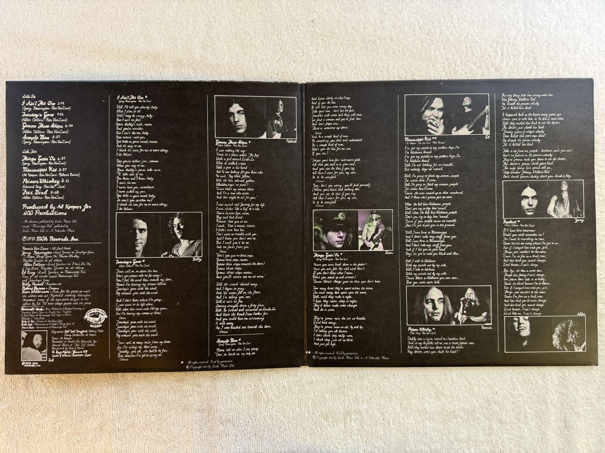 Omslagsbild för skivan LYNYRD SKYNYRD (Pronounced 'Leh-'nérd 'Skin-'nérd) LP -74 UK MCA MCG 3502