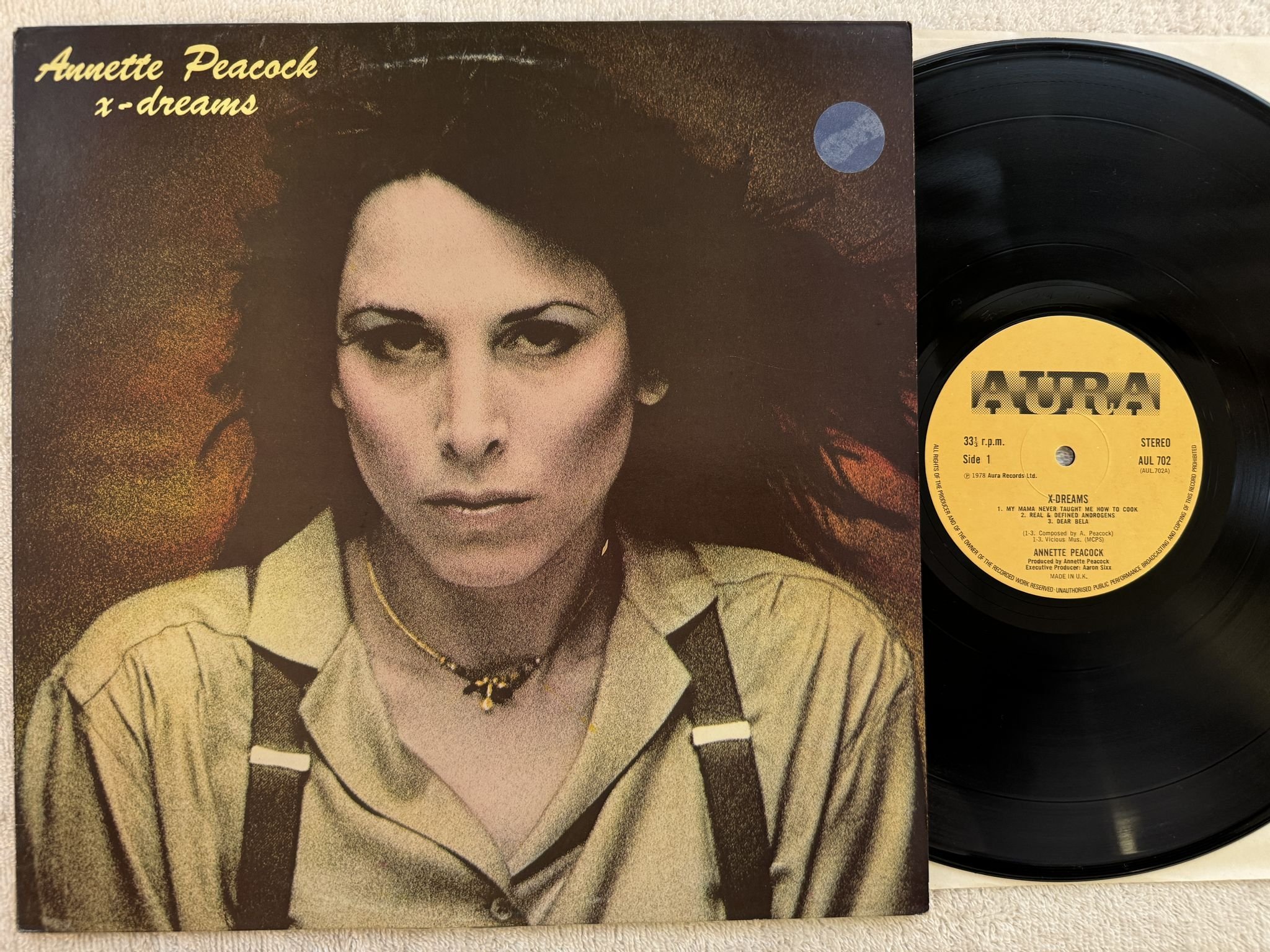 Omslagsbild för skivan ANNETTE PEACOCK x-dreams LP -78 UK AURA AUL 702 *** AVANTGARDE ***