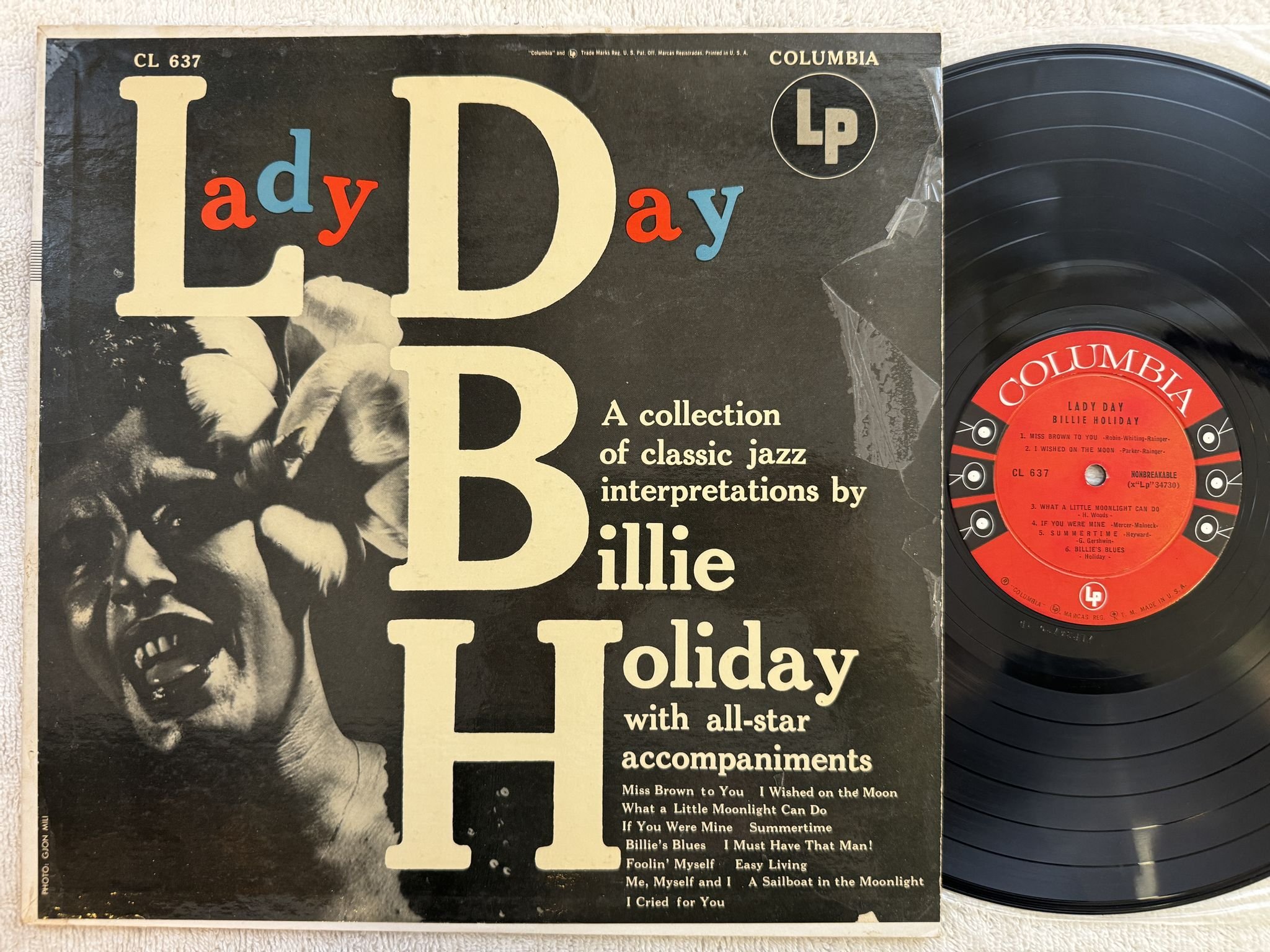 Omslagsbild för skivan BILLIE HOLIDAY lady day LP -58 US COLUMBIA six-eyed CL 637