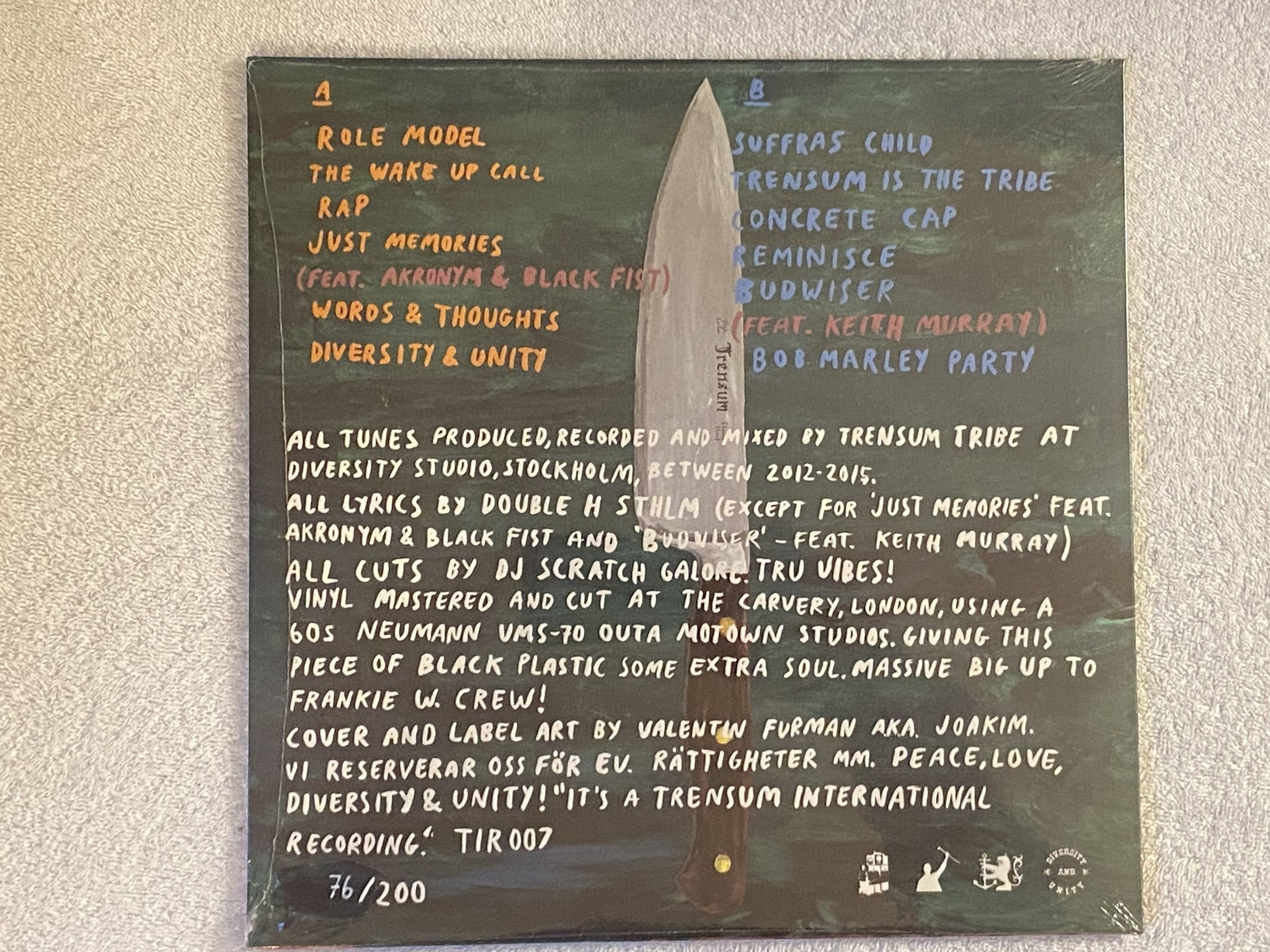 Omslagsbild för skivan TRENSUM TRIBE Meets Double H STHLM LP + 7" 2015 Swe TRENSUM INT TIR 007