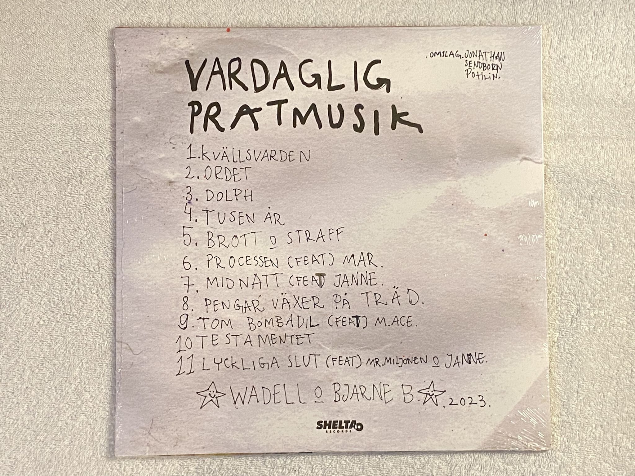 Omslagsbild för skivan WADELL & BJARNE B Vardaglig Pratmusik LP 2023 Swe SHELTA