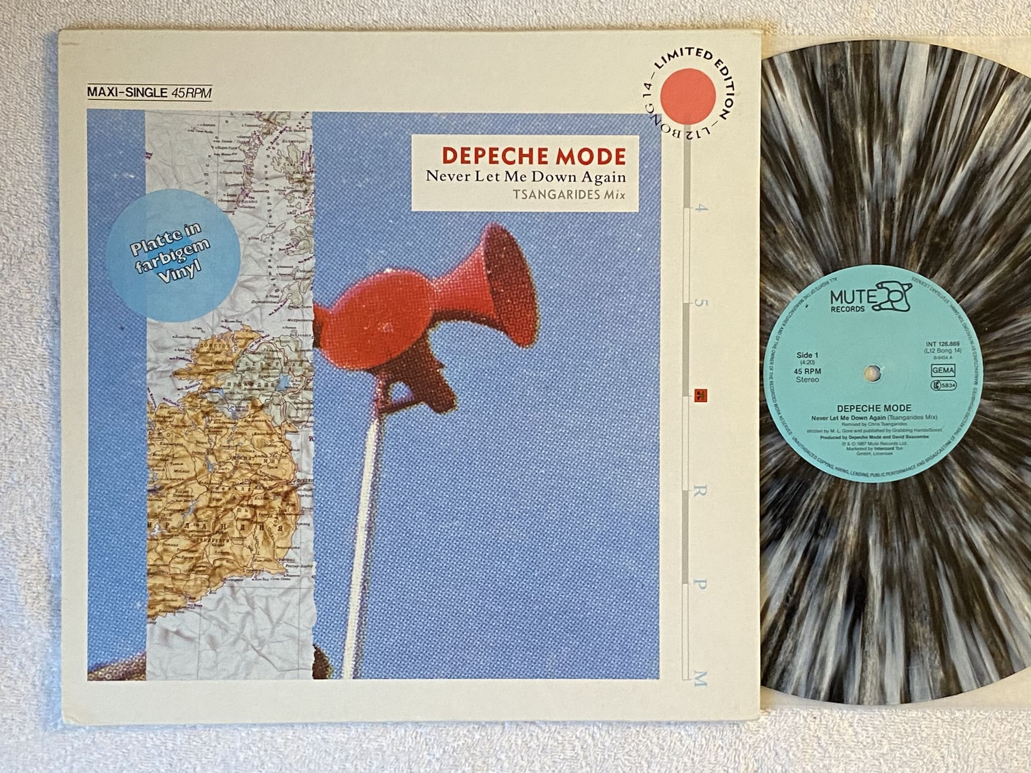 Omslagsbild för skivan DEPECHE MODE Never Let Me Down Again (Tsangarides Mix) 12" -87 MUTE INT 126869