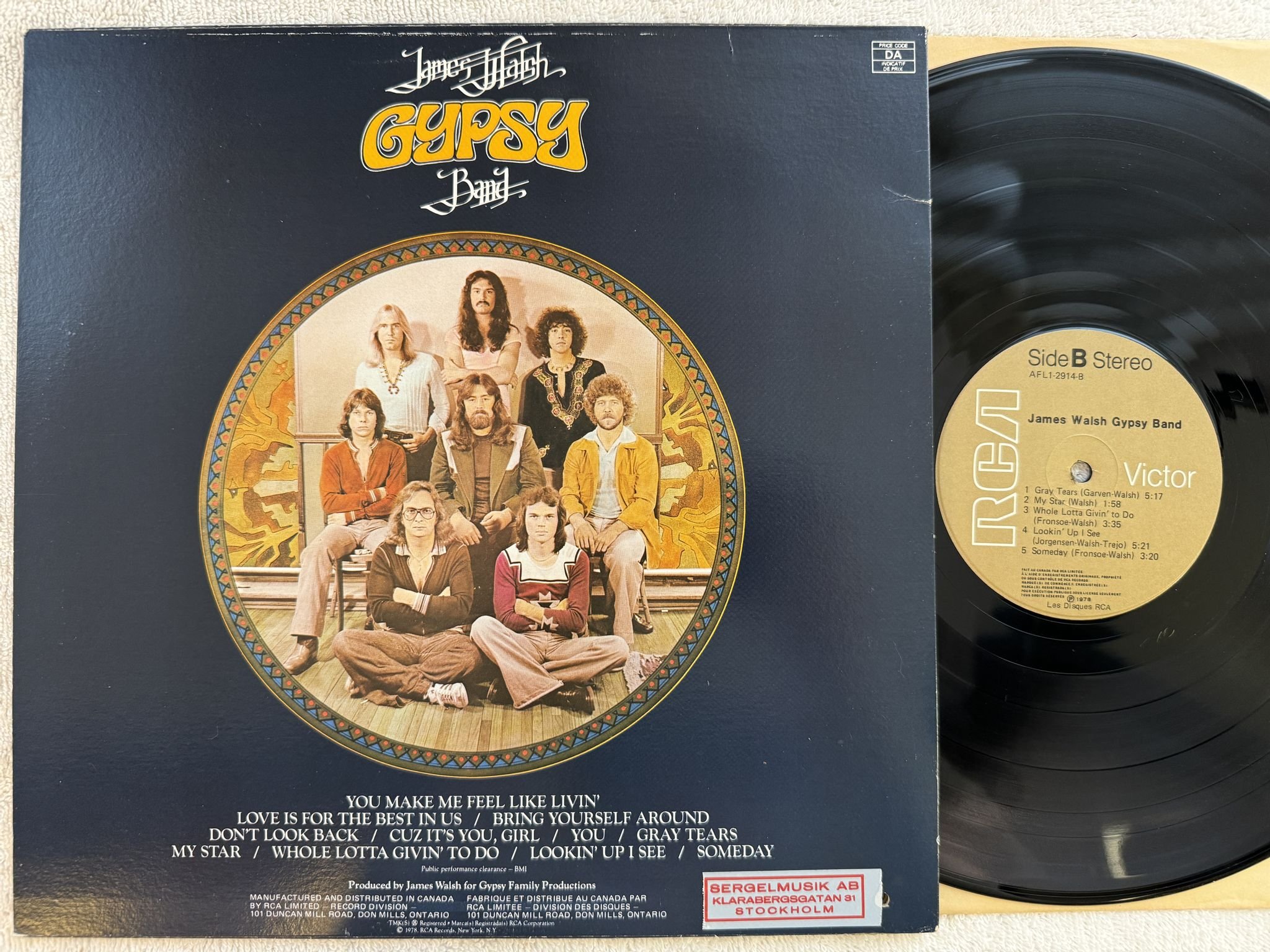 Omslagsbild för skivan JAMES WALSH GYPSY BAND s/t LP -78 US RCA AFL1-2914