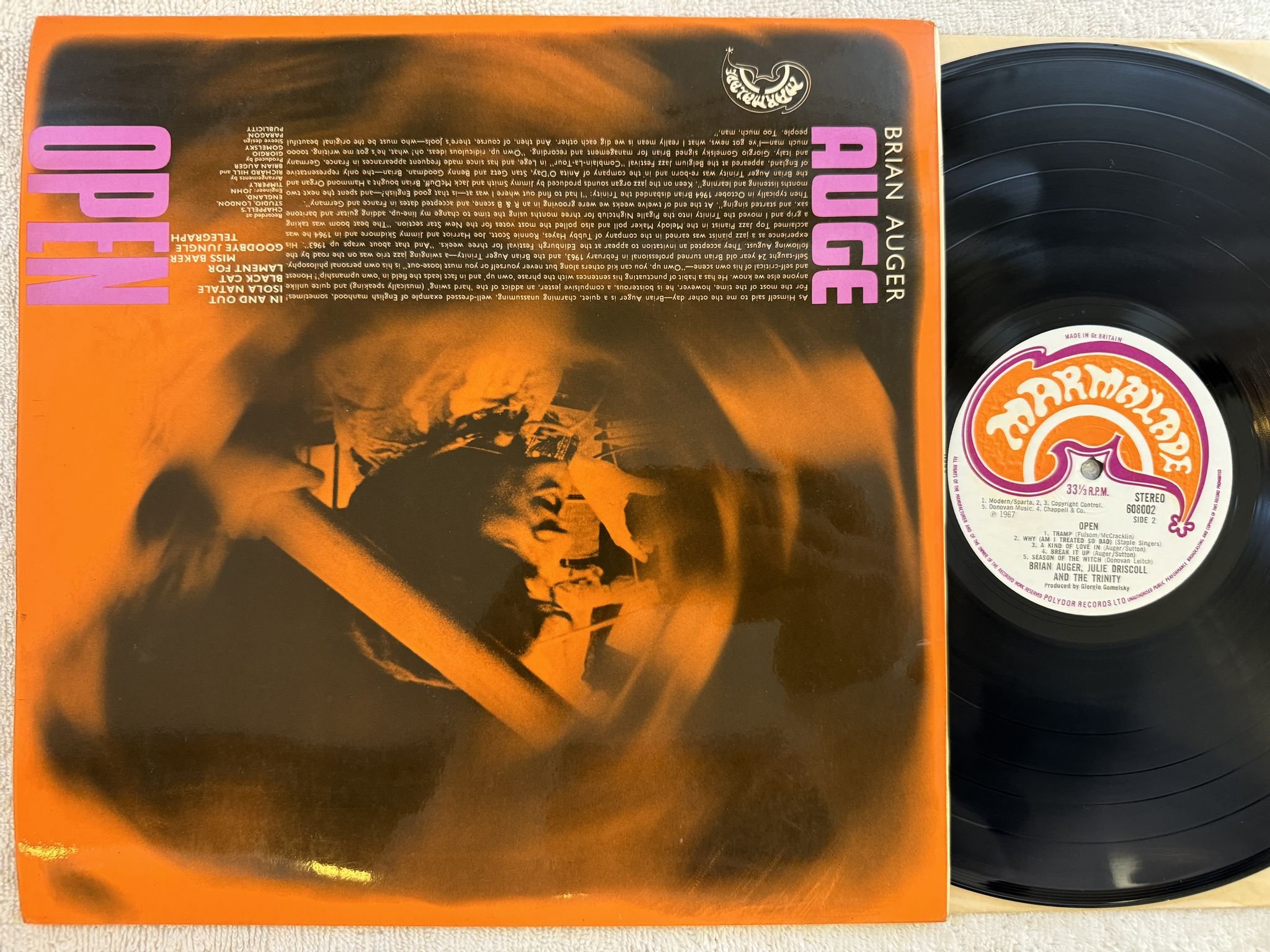 Omslagsbild för skivan JULIE DRISCOLL Open LP -67 UK MARMALADE 608002