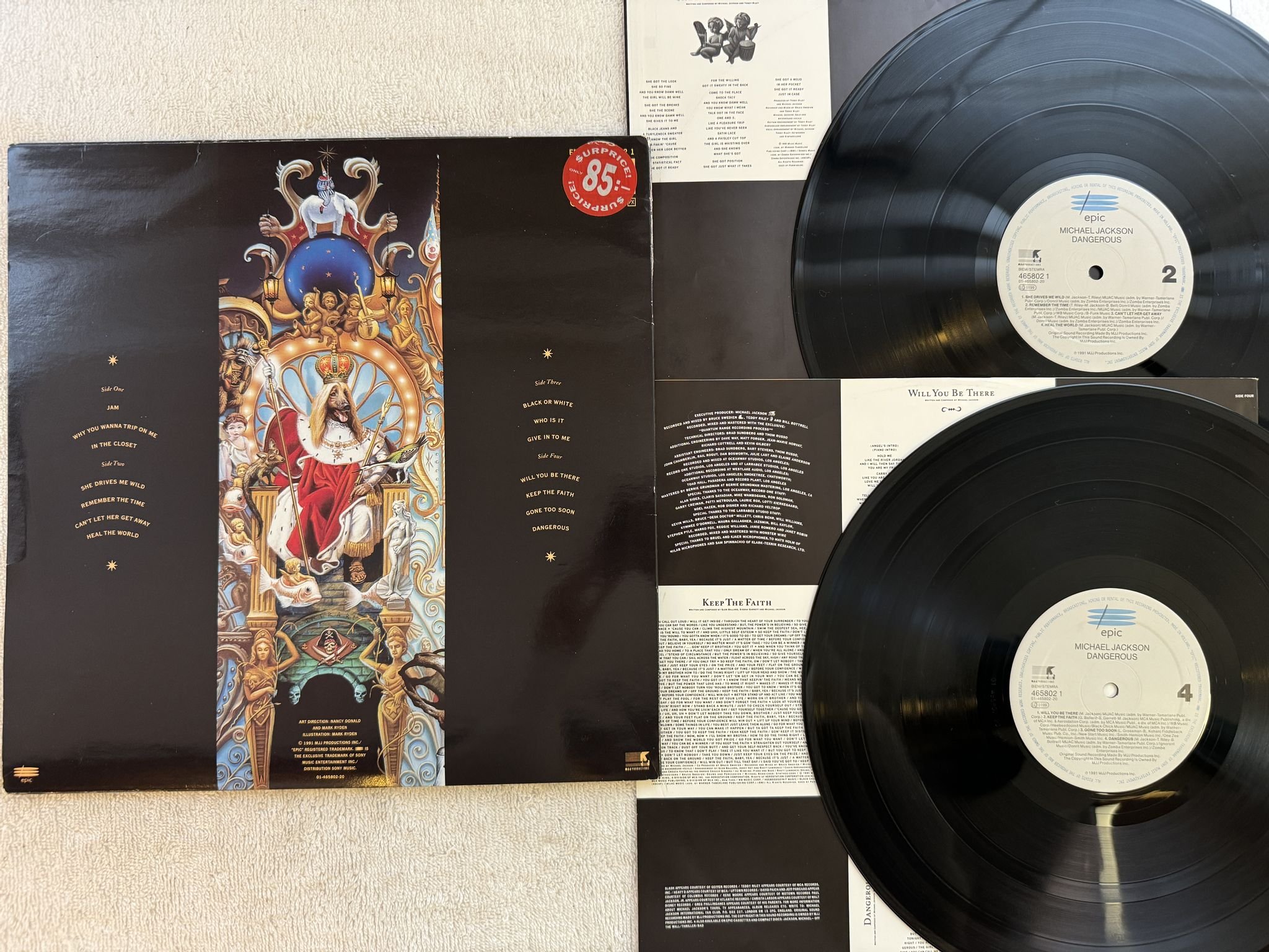 Omslagsbild för skivan MICHAEL JACKSON dangerous 2xLP -91 EPIC 4658021