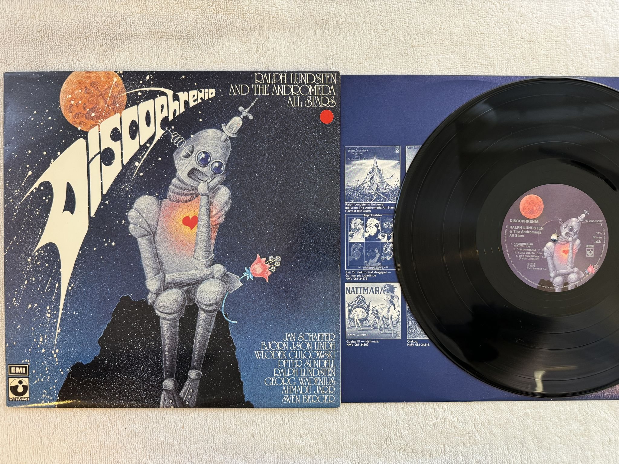 Omslagsbild för skivan RALPH LUNDSTEN discophrenia LP -78 Swe EMI / HARVEST *** COSMIC DISCO ***