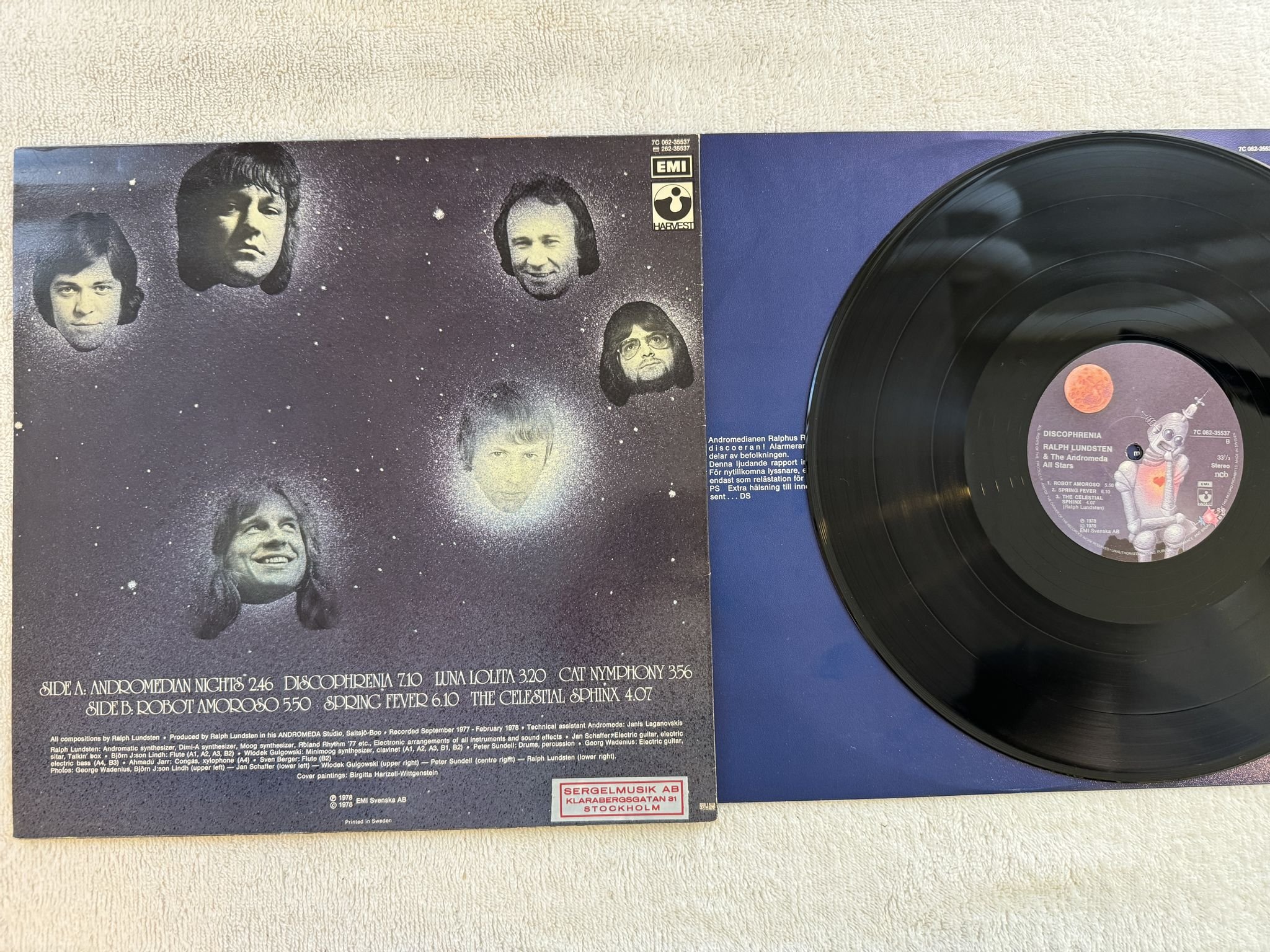 Omslagsbild för skivan RALPH LUNDSTEN discophrenia LP -78 Swe EMI / HARVEST *** COSMIC DISCO ***