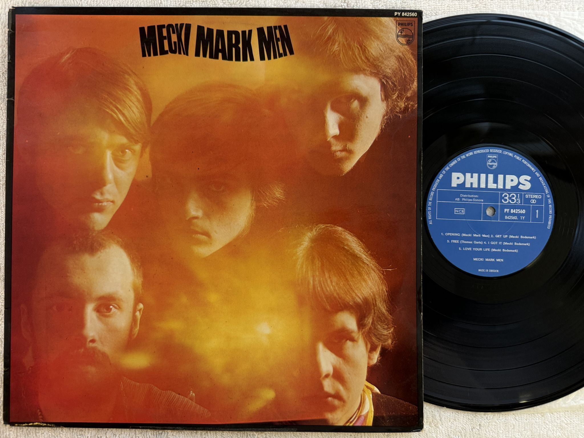 Omslagsbild för skivan MECKI MARK MEN s/t LP -67 Swe PHILIPS PY 842560 *** RARE PSYCH ***