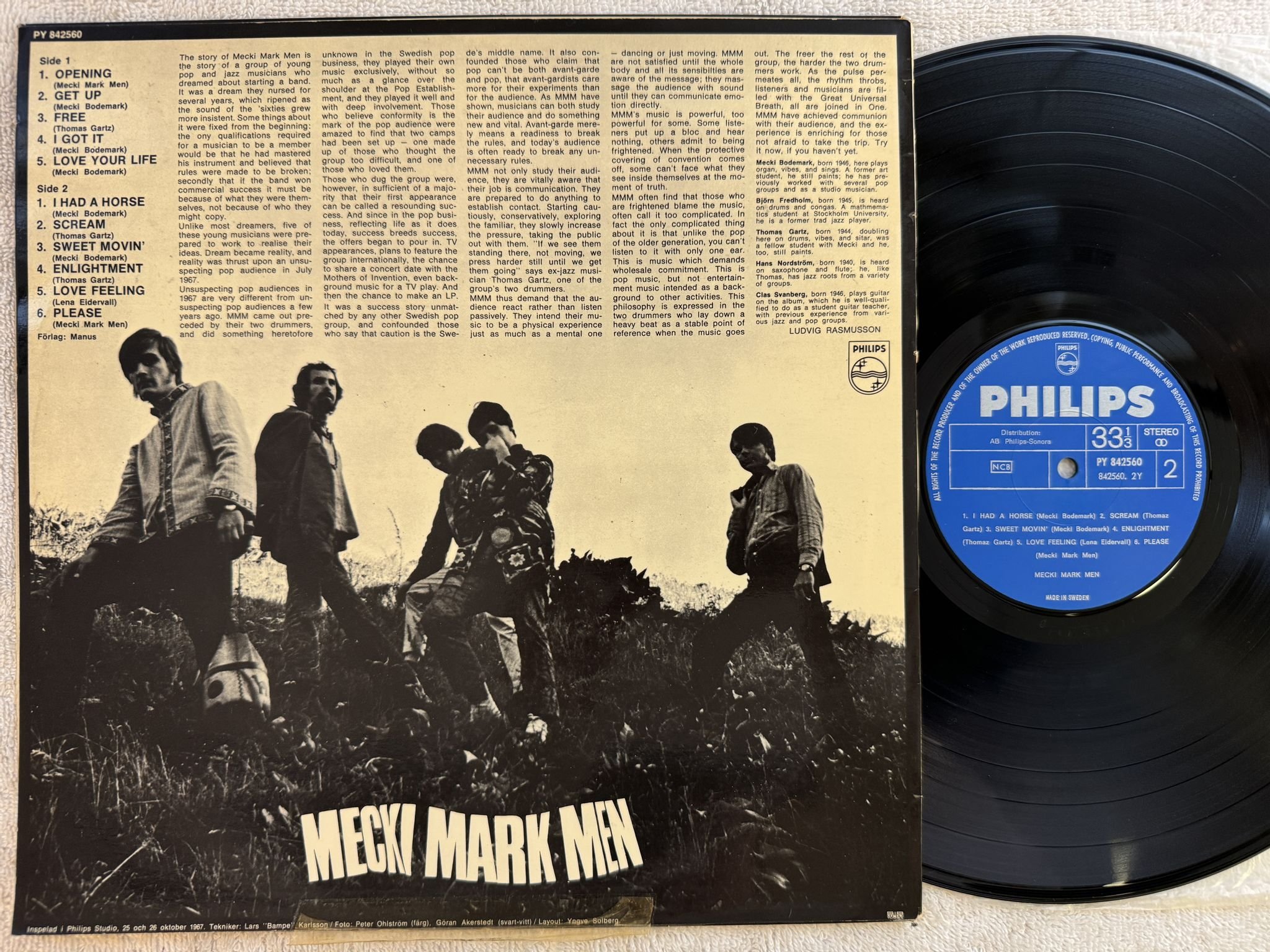 Omslagsbild för skivan MECKI MARK MEN s/t LP -67 Swe PHILIPS PY 842560 *** RARE PSYCH ***