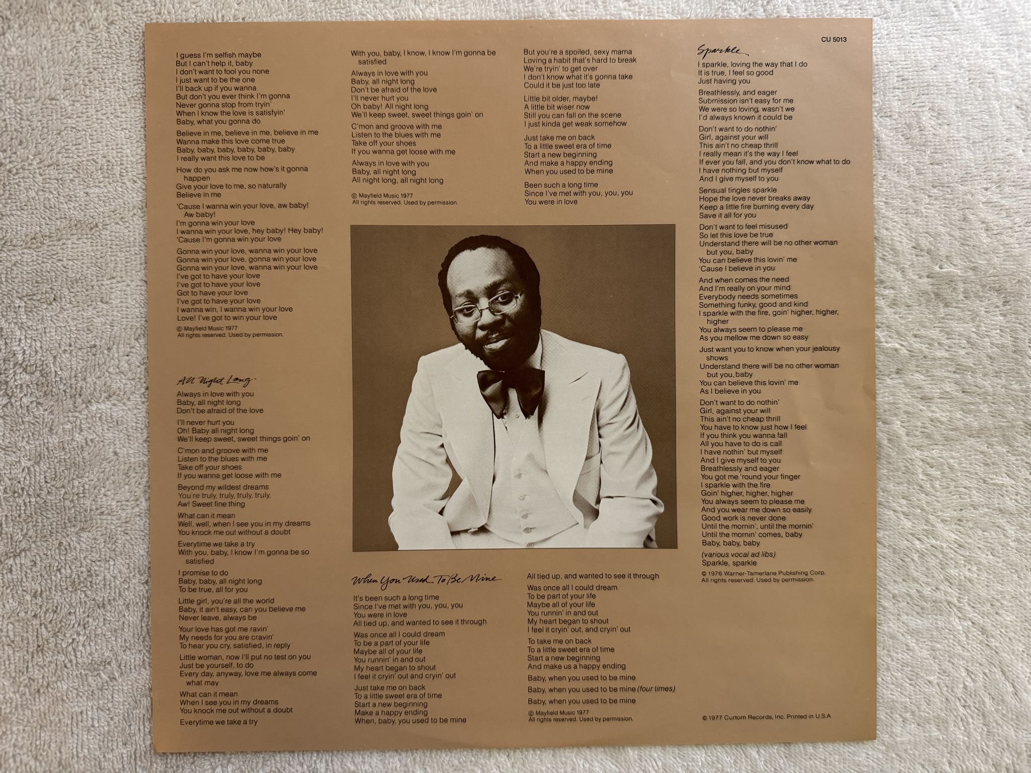 Omslagsbild för skivan CURTIS MAYFIELD never say you can't survive LP -77 US CURTOM CU 5013